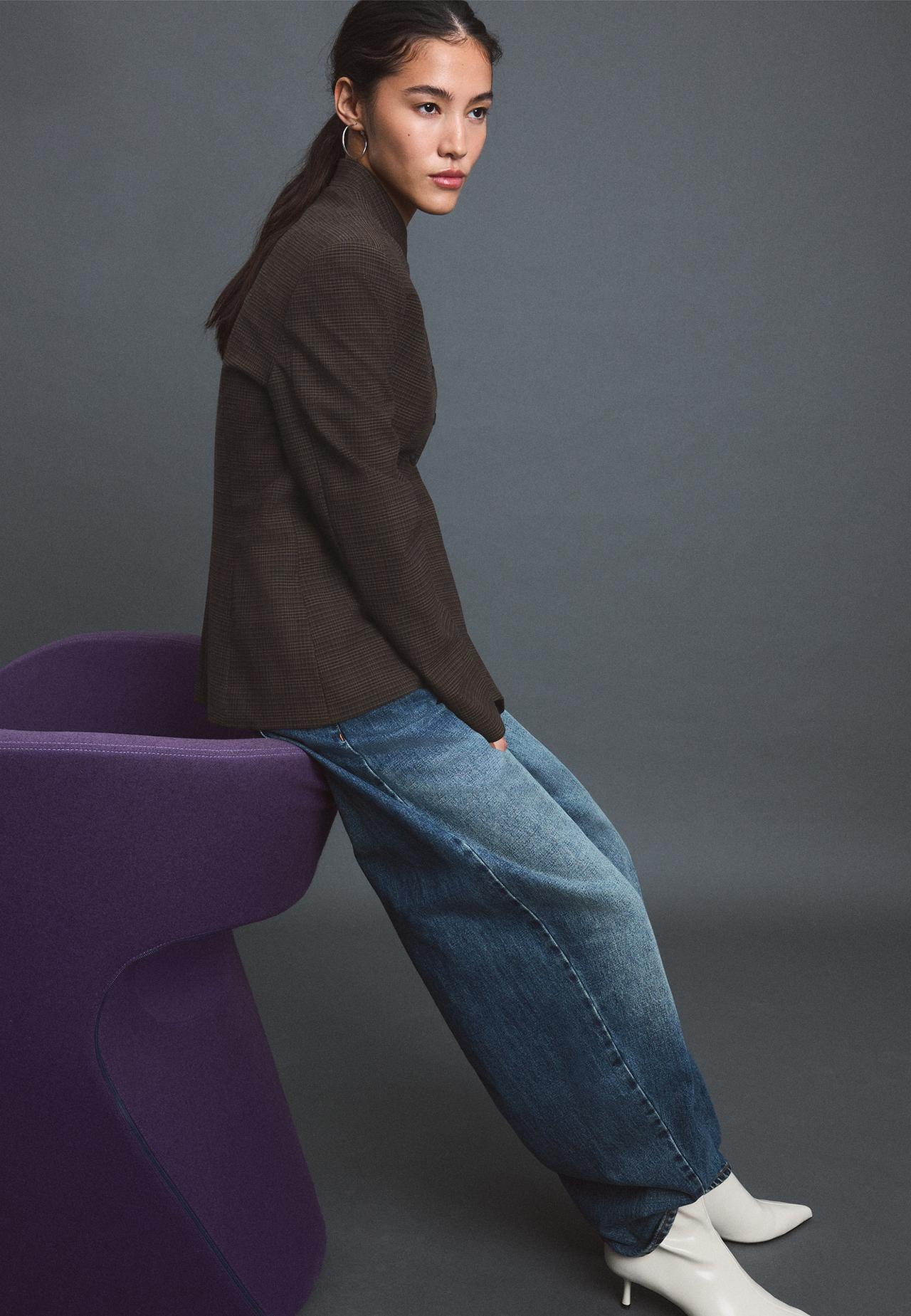 Asymmetric multi-button blazer — Brown