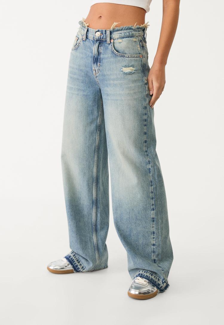 jeans straight wide fit destroyed