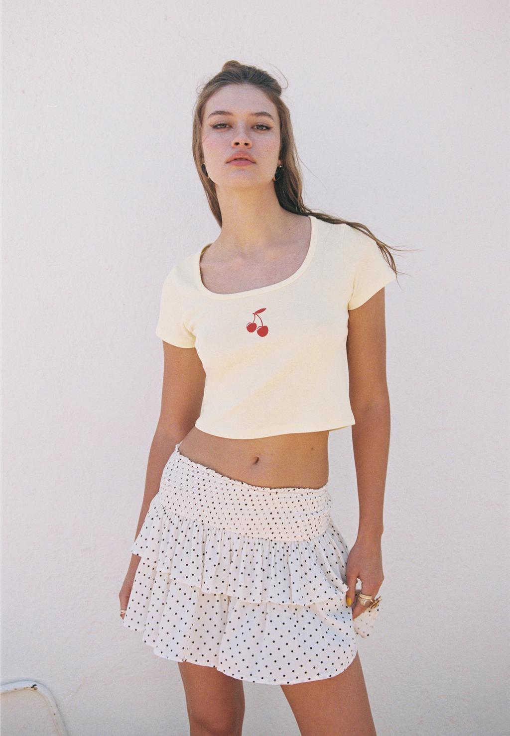 Camiseta crop estampado