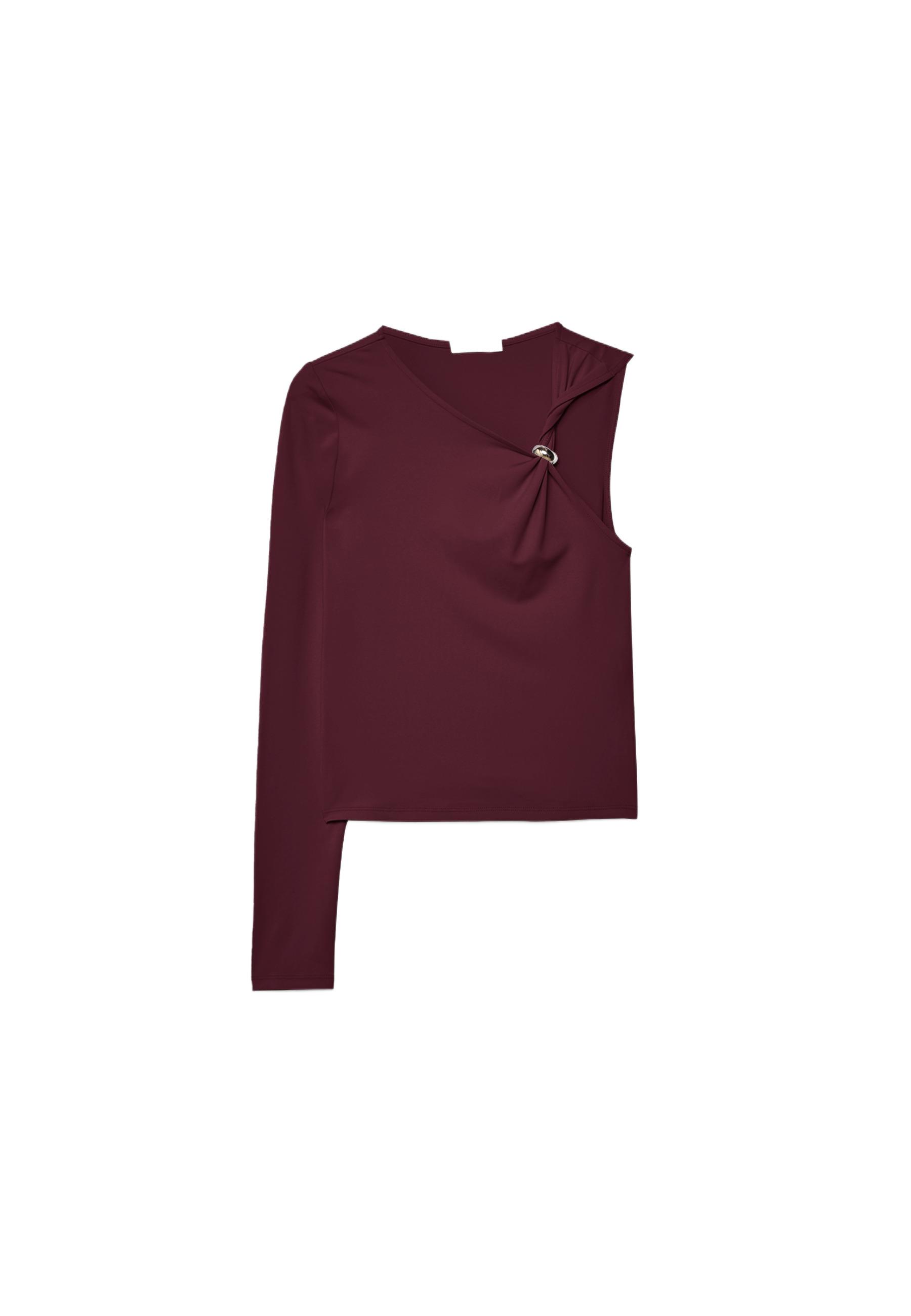 Asymmetric T-shirt with metal buckle — Purple