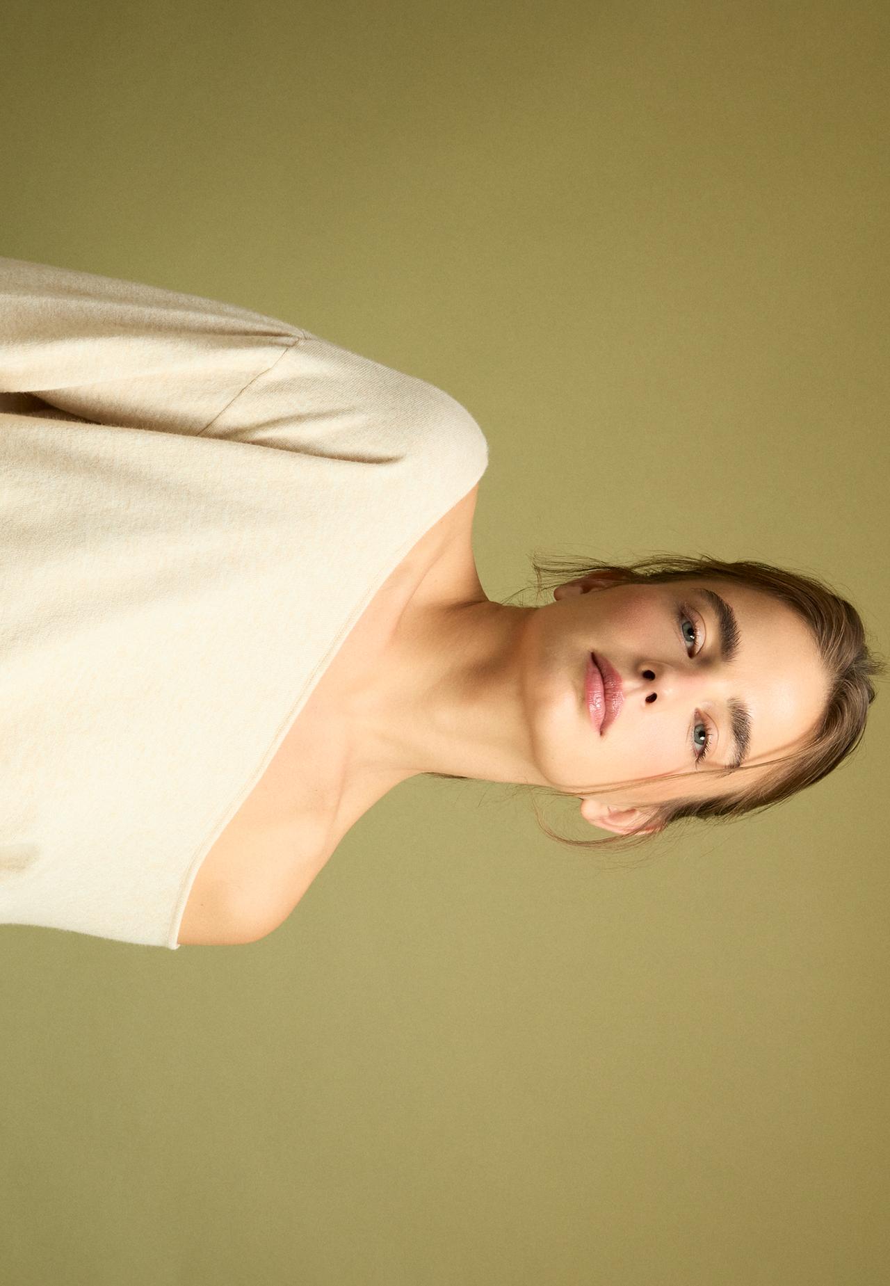 Asymmetric knit jumper — Stone