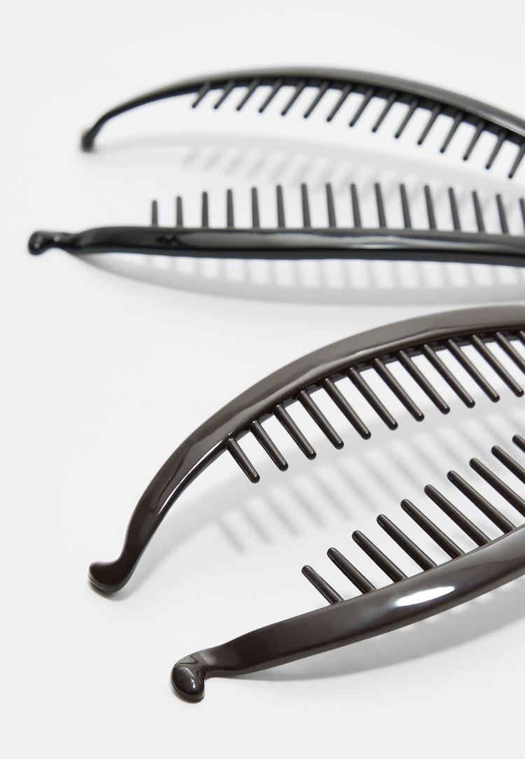 Stradivarius Σετ 2 Μπαρέτες Μαλλιών Μπανάνα Μαύρο Os φωτογραφία