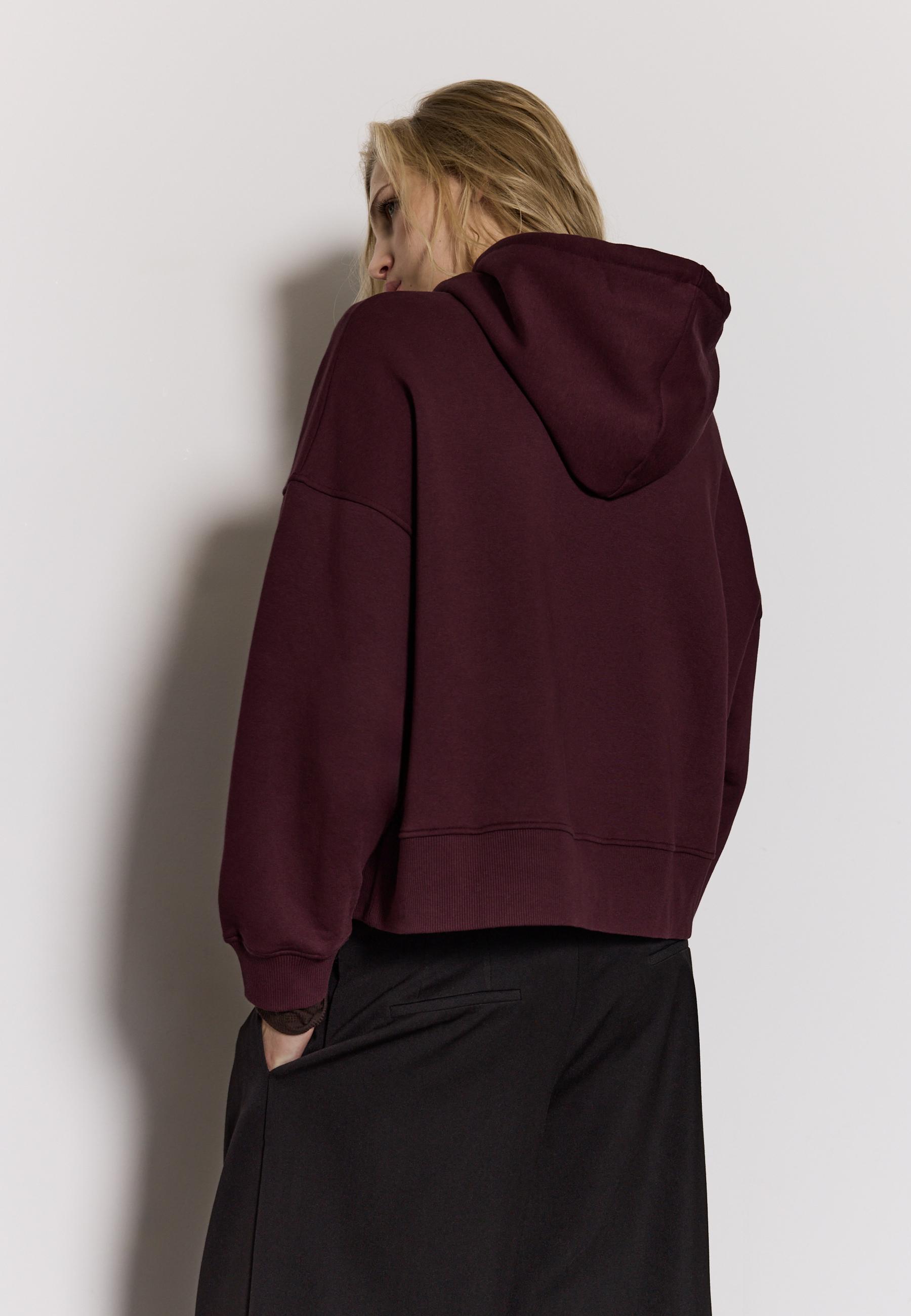 Embroidered hood sweatshirt — Burgundy