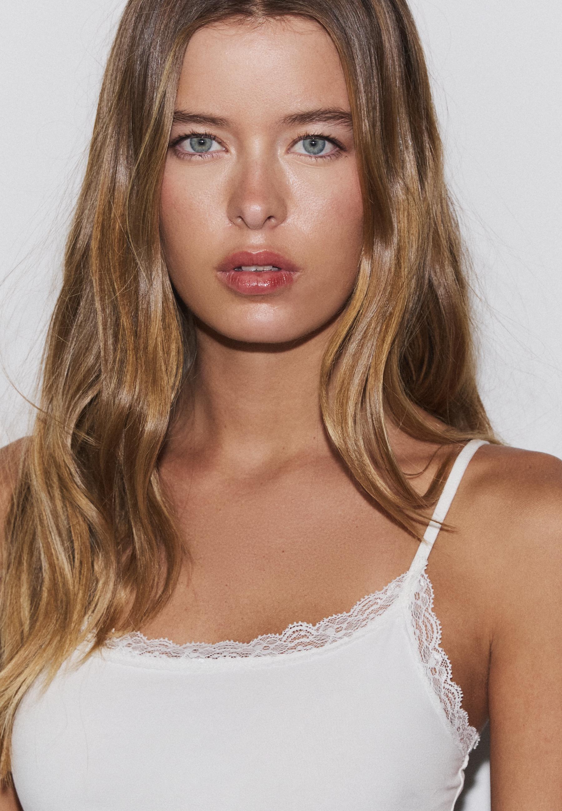 Bodysuit with blonde lace detail — Ecru