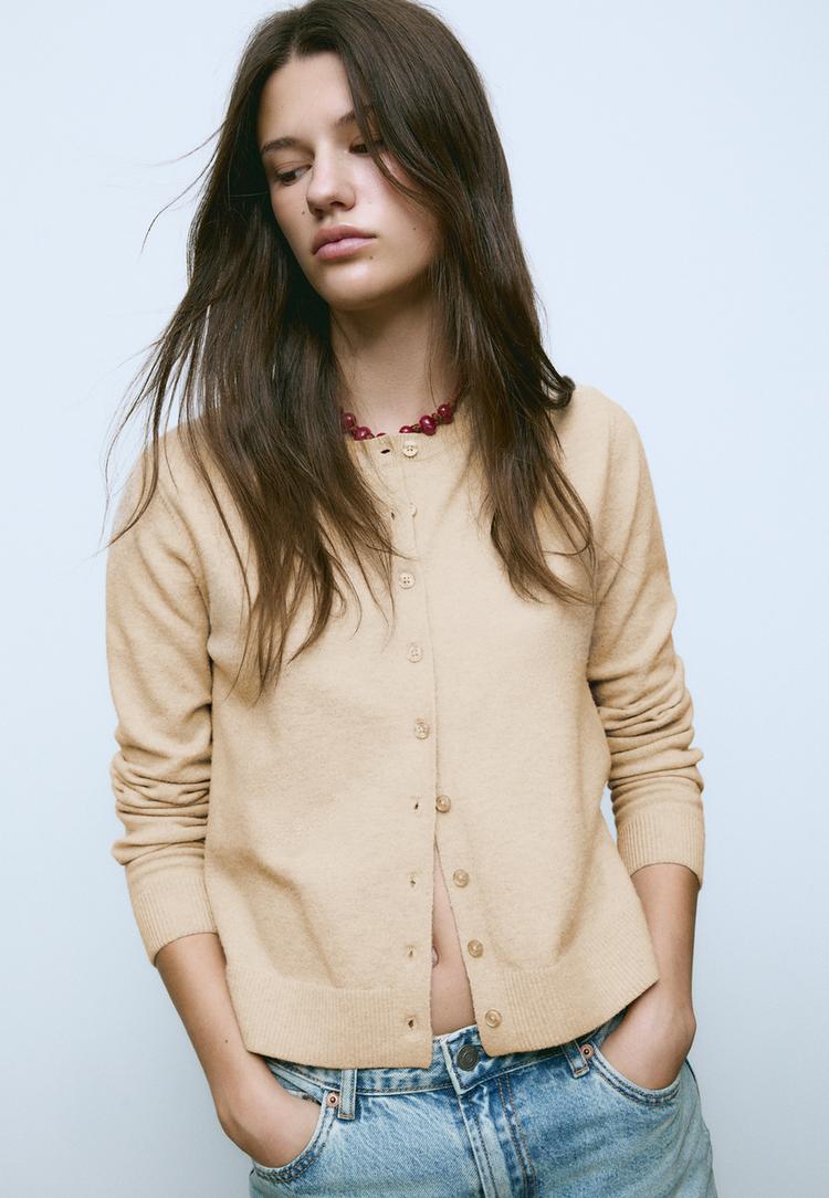 chaqueta punto botones tacto suave