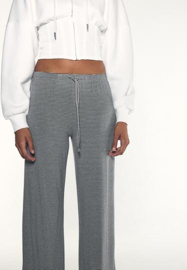 Striped slim-waist jogger trousers — Grey melange 6