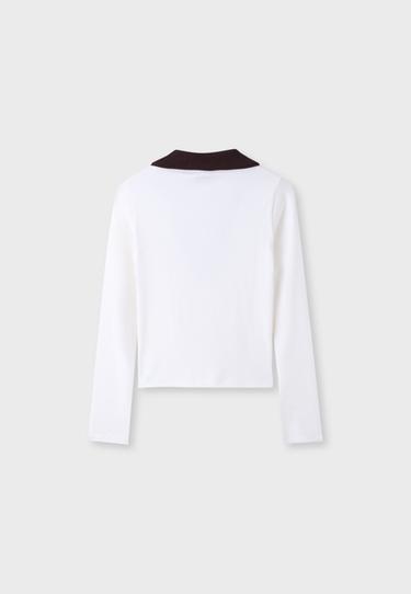 B03 Stretch polo T-shirt — Ecru 8