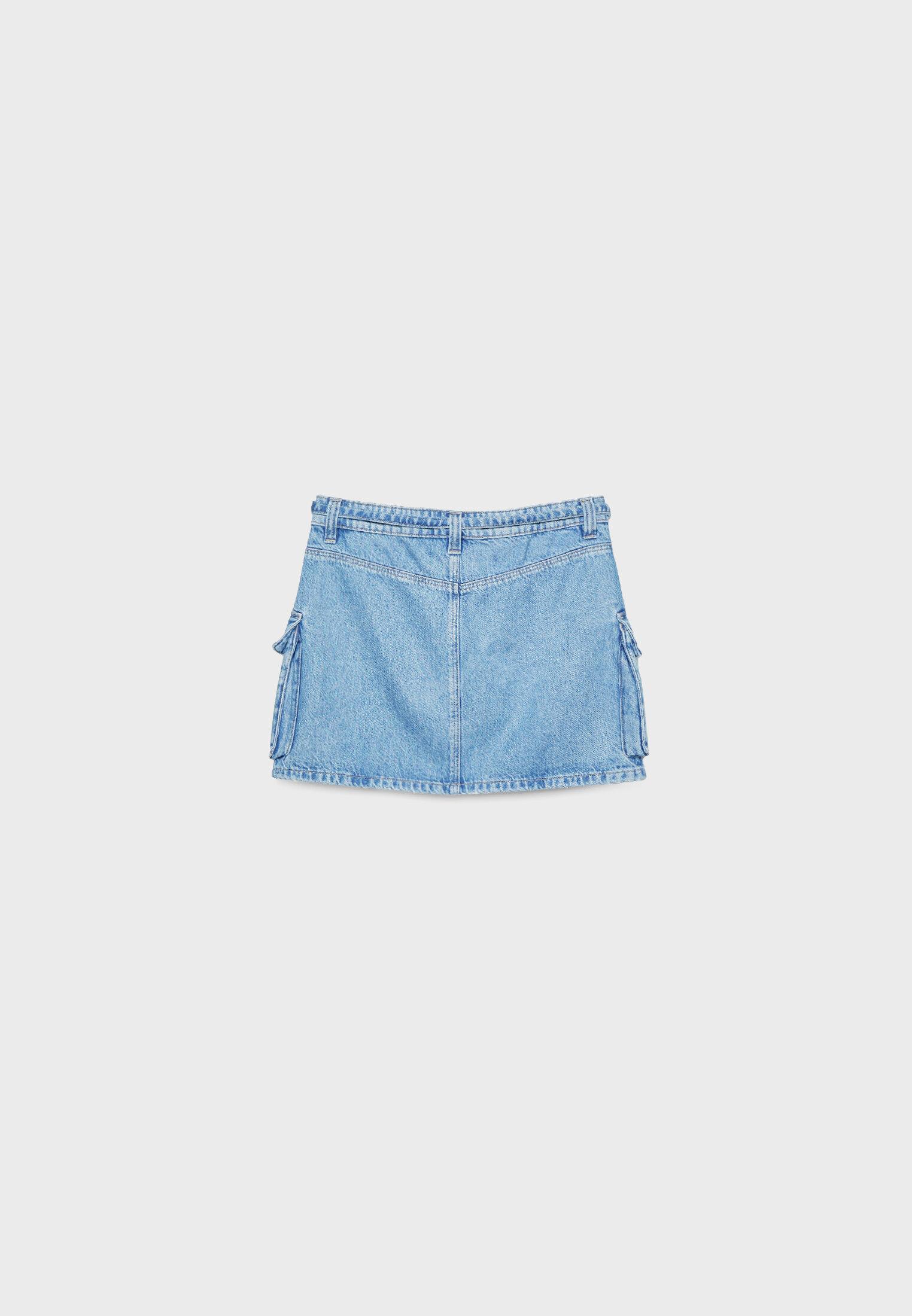 Denim cargo mini skirt - Women's fashion | Stradivarius