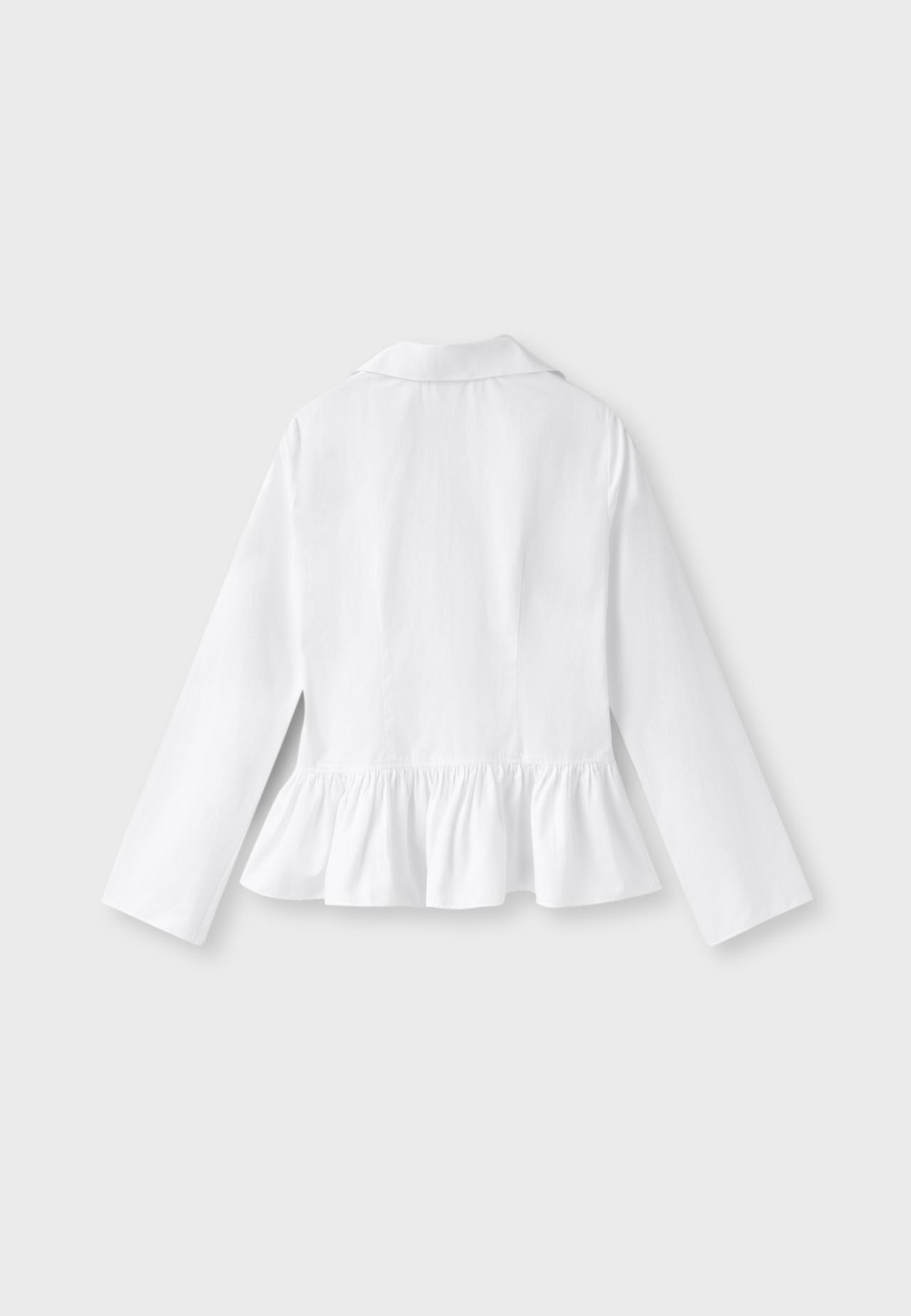 Gathered poplin shirt — White