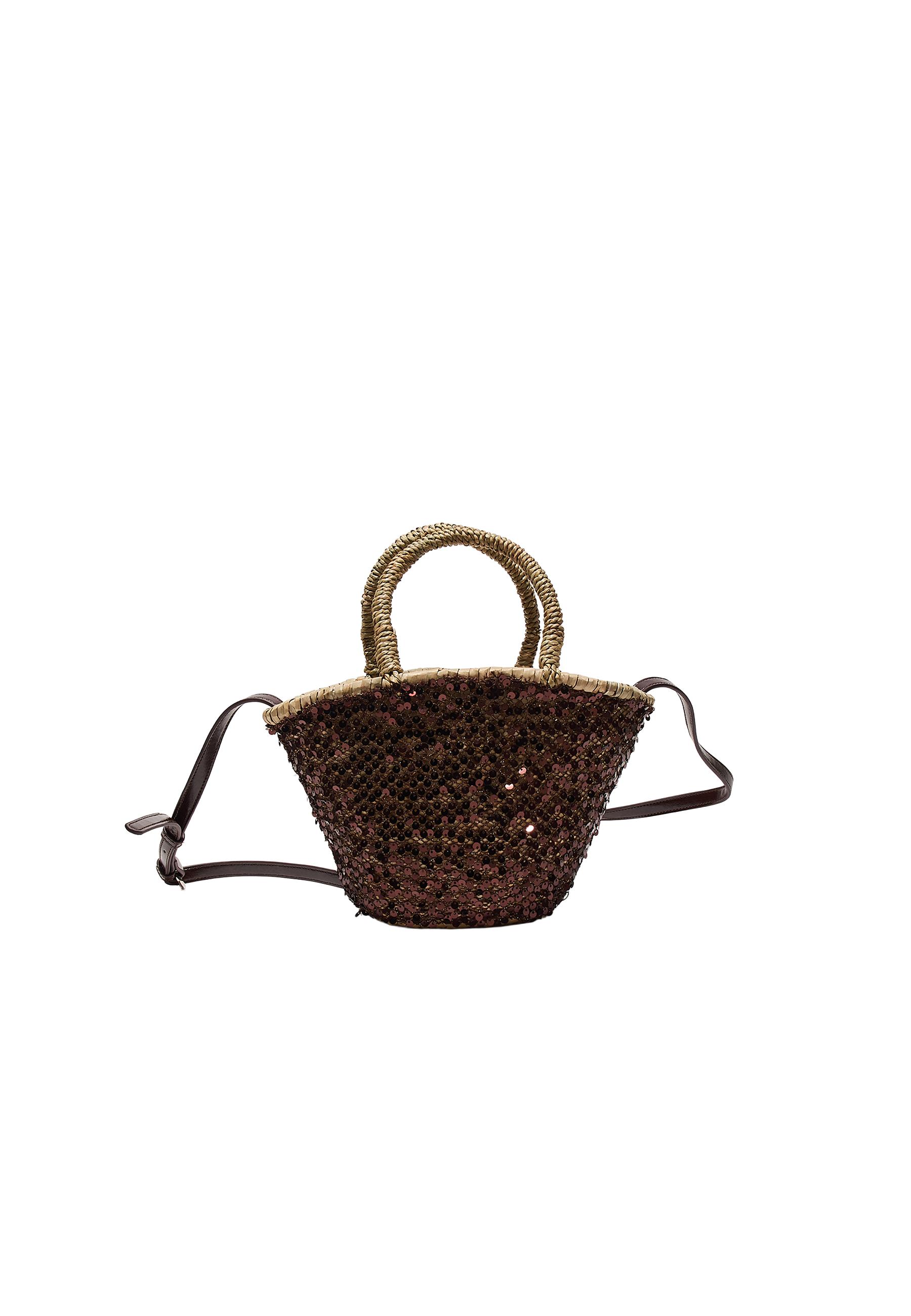 Mini sequin tote bag — Brown