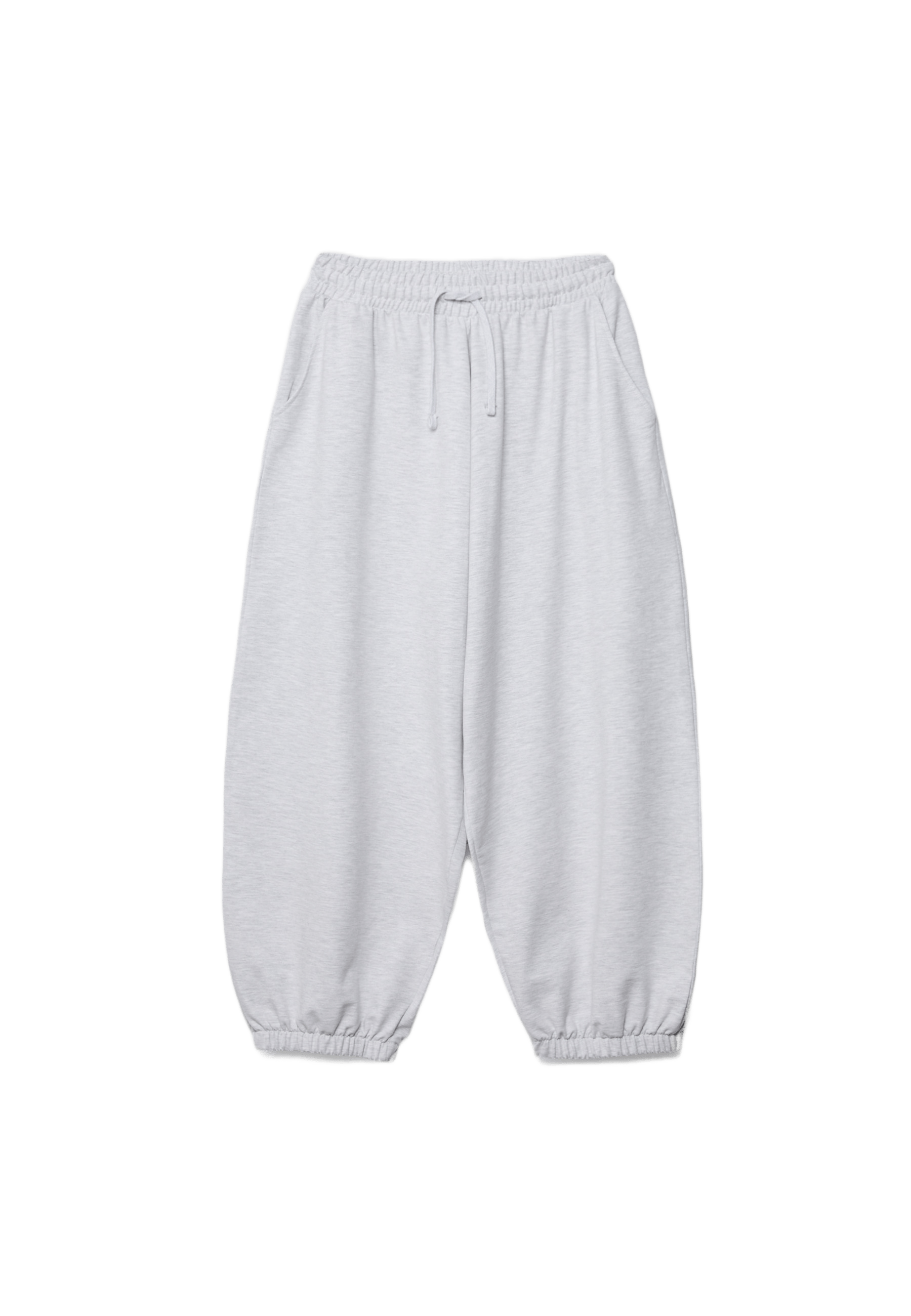Balloon volume jogger trousers — Grey melange
