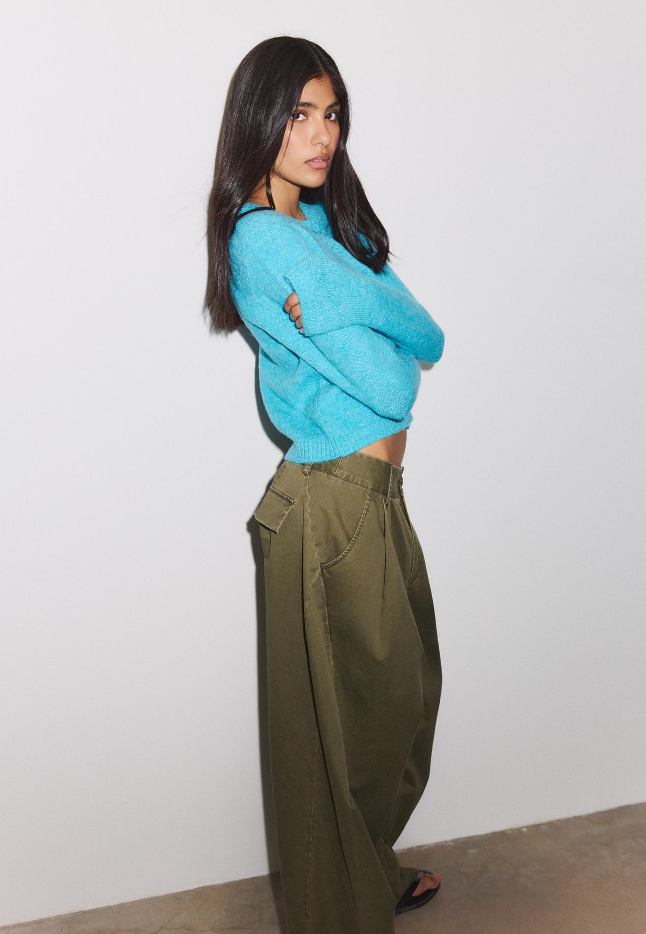 Button-up knit cardigan — Turquoise