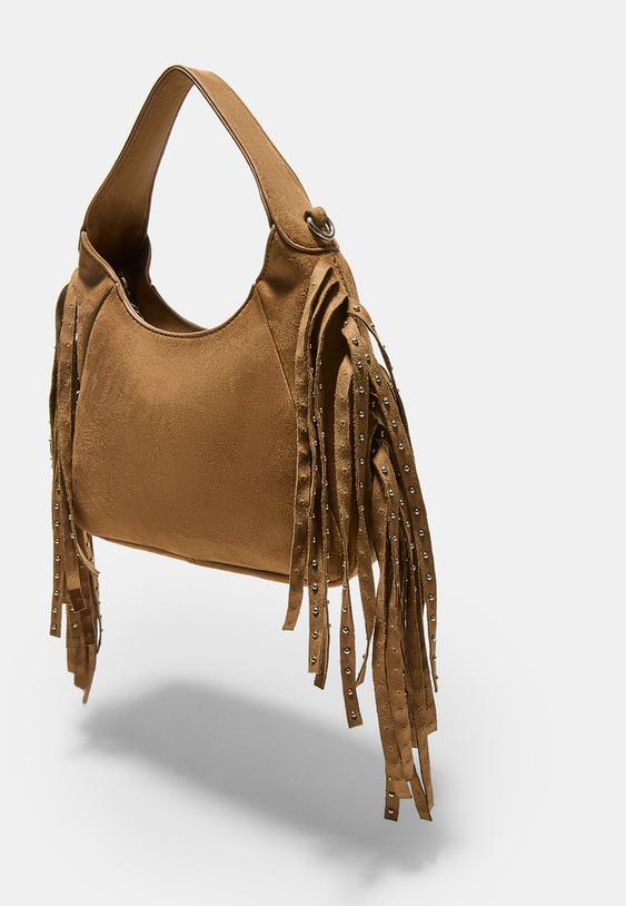 Stradivarius Sac Porté Épaule À Franges Latérales Caramel Os