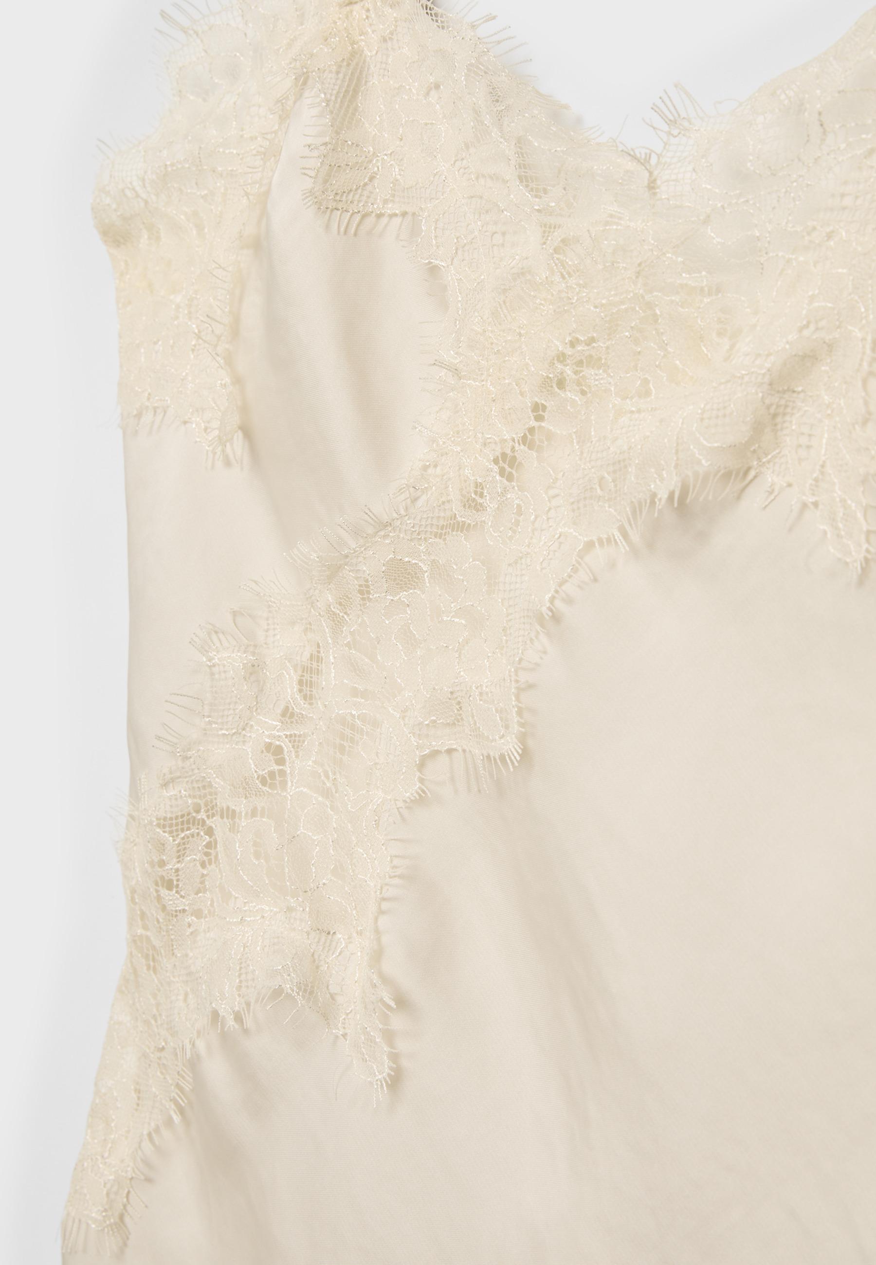 Asymmetric lace camisole top — Ecru