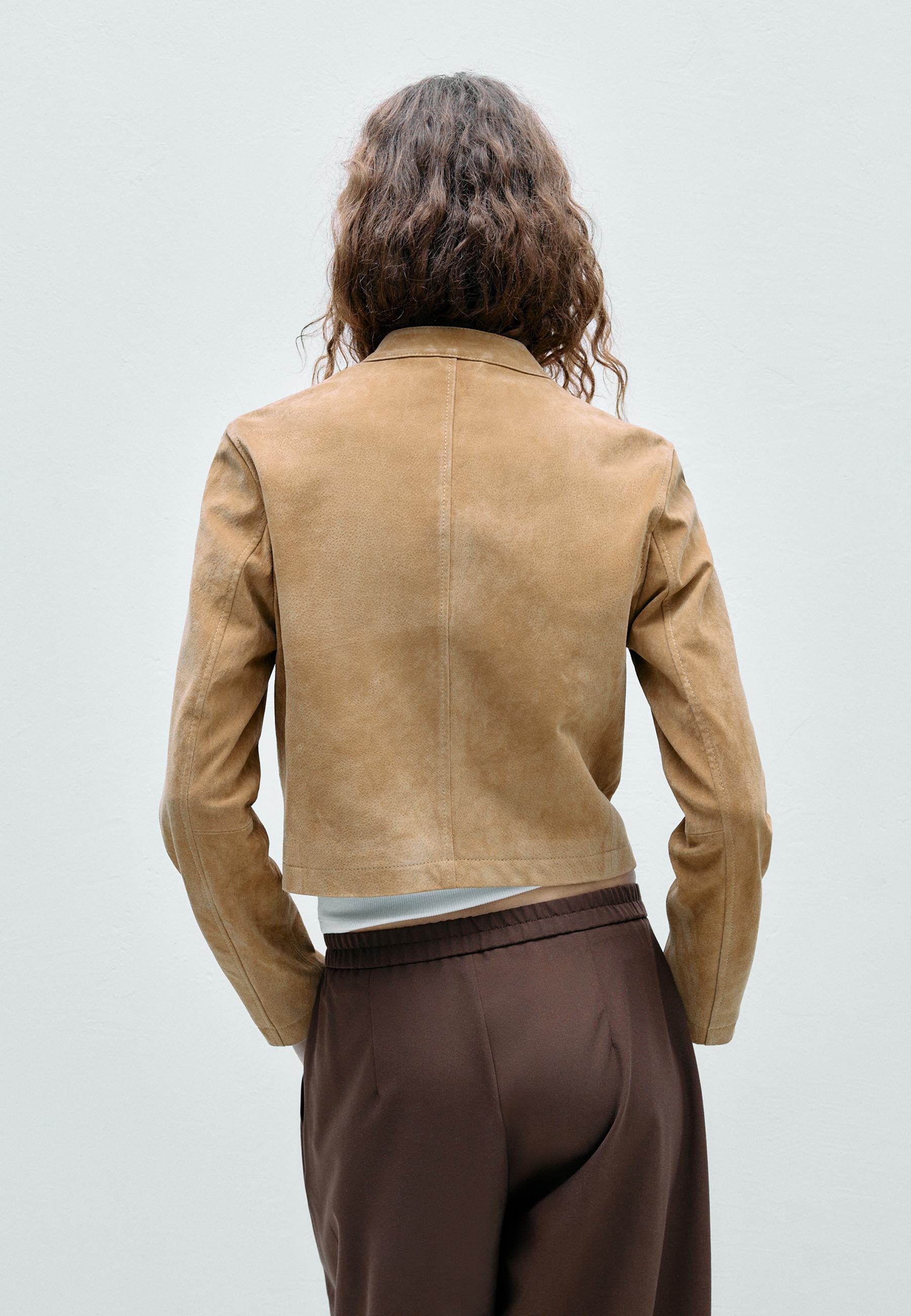 100% leather biker jacket — Stone