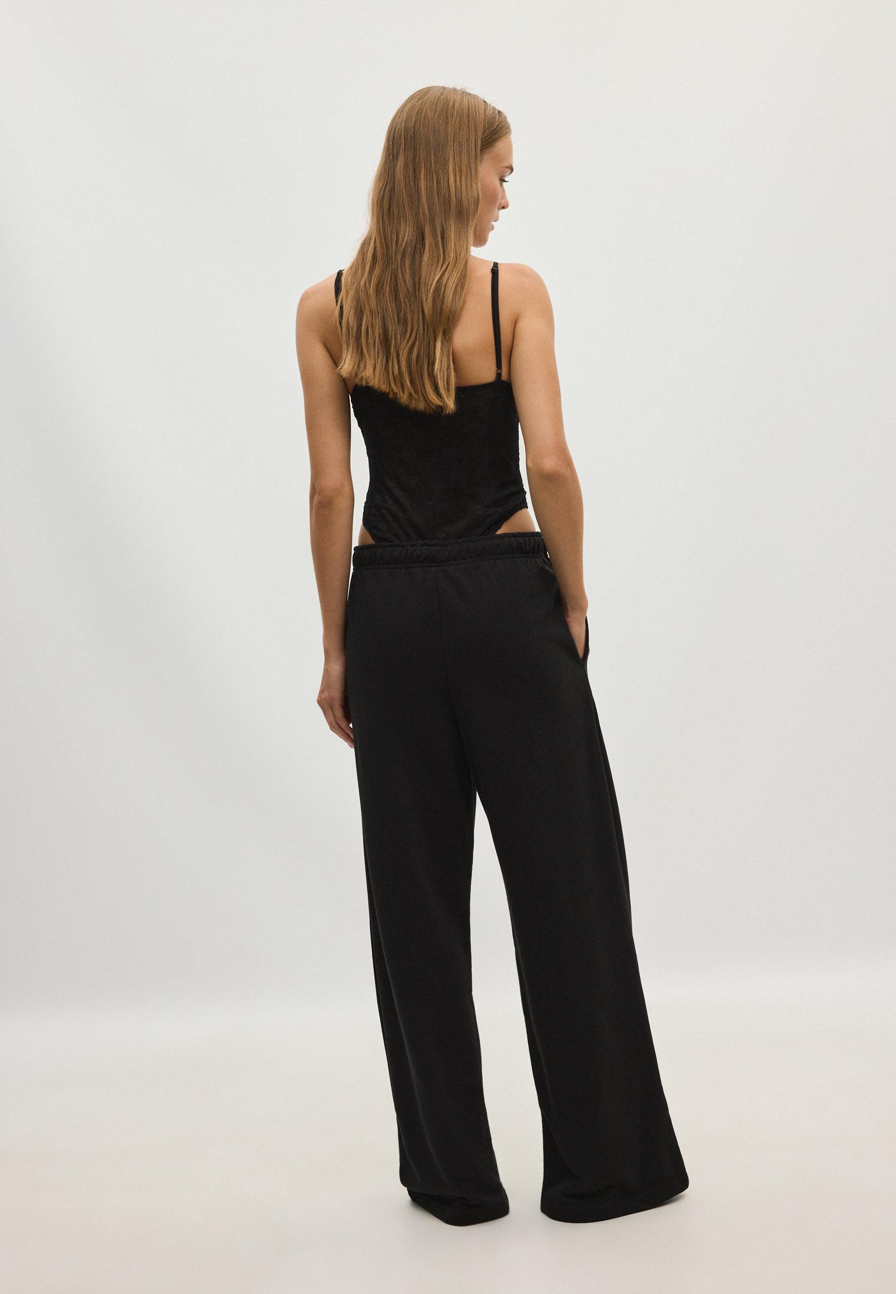 Stradivarius Παντελόνι Jogger Με Φαρδύ Μπαντζάκι Μαύρο Xl