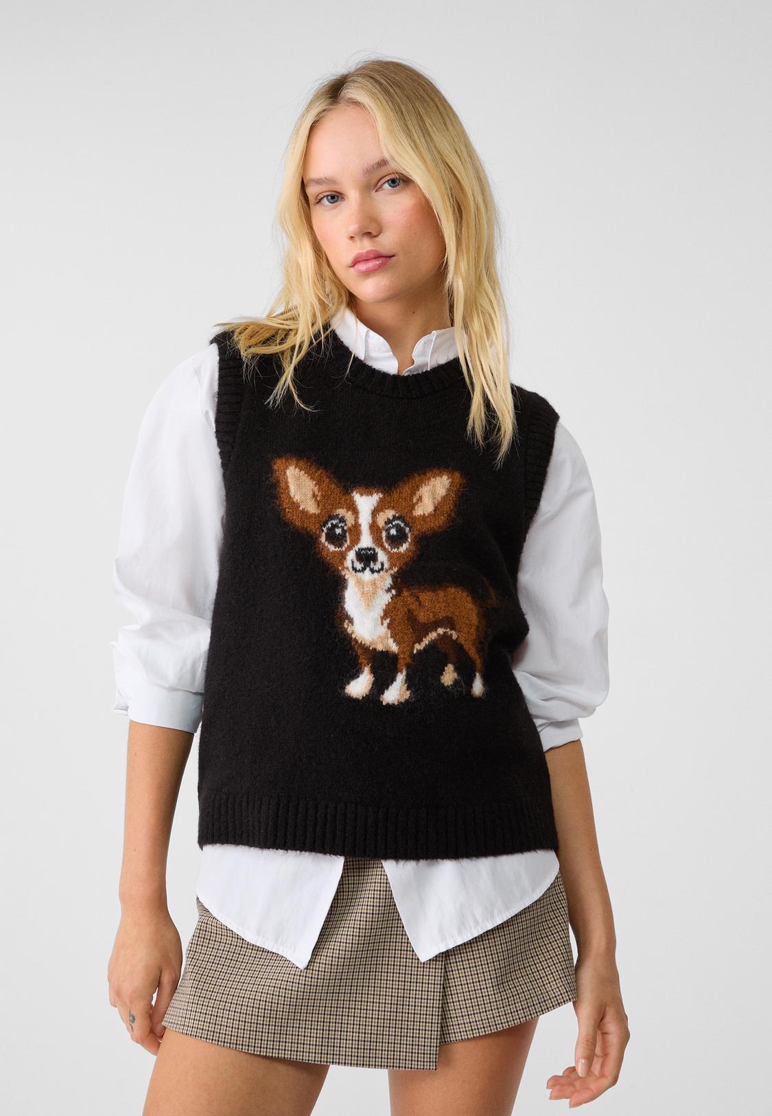 Stradivarius Chaleco Mujer Punto Y Pelo Pelo Stradivarius Chalecos