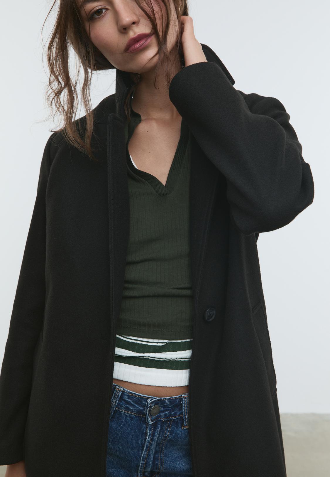 Jacket Stradivarius Weicher Stradivarius Wollmantel Midi-Mantel