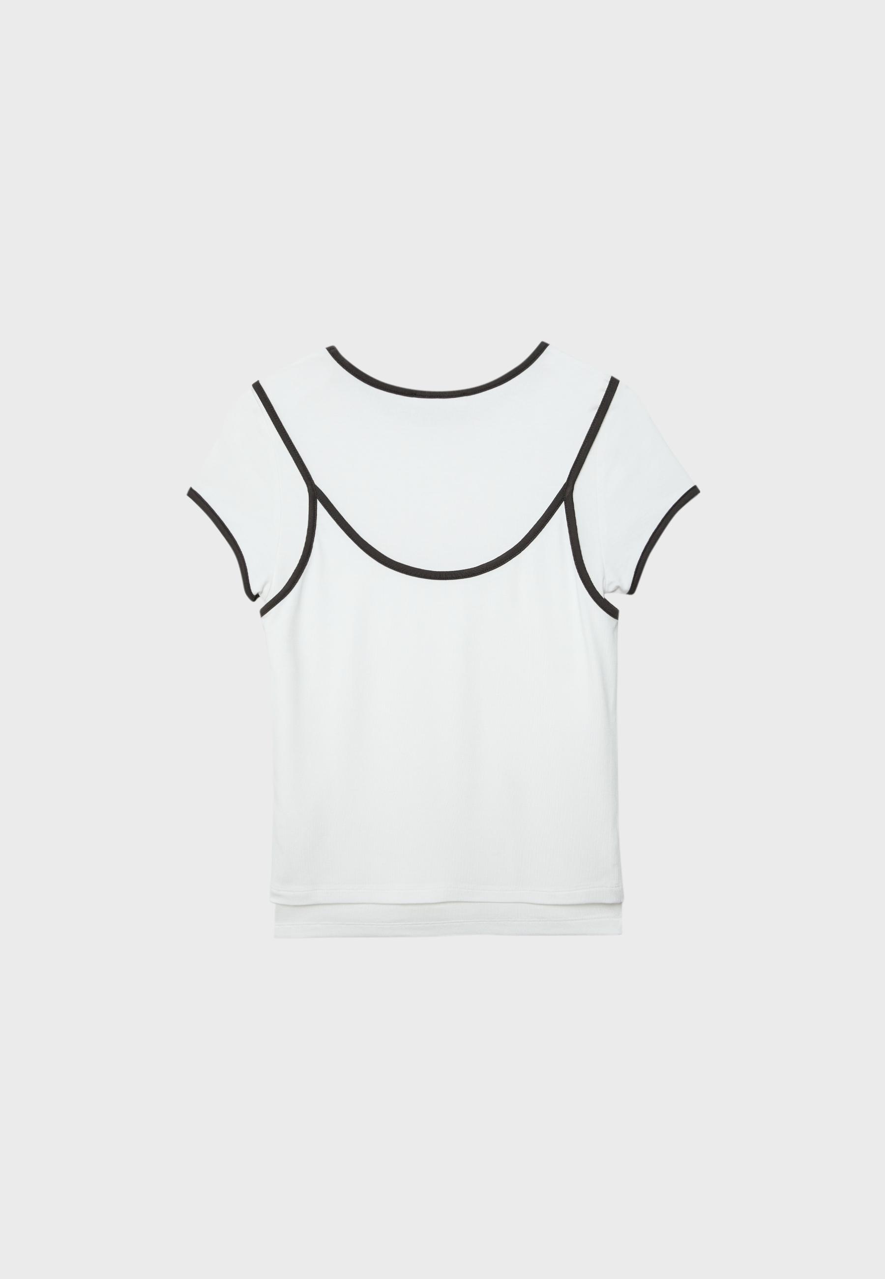 Double contrast T-shirt — Ecru