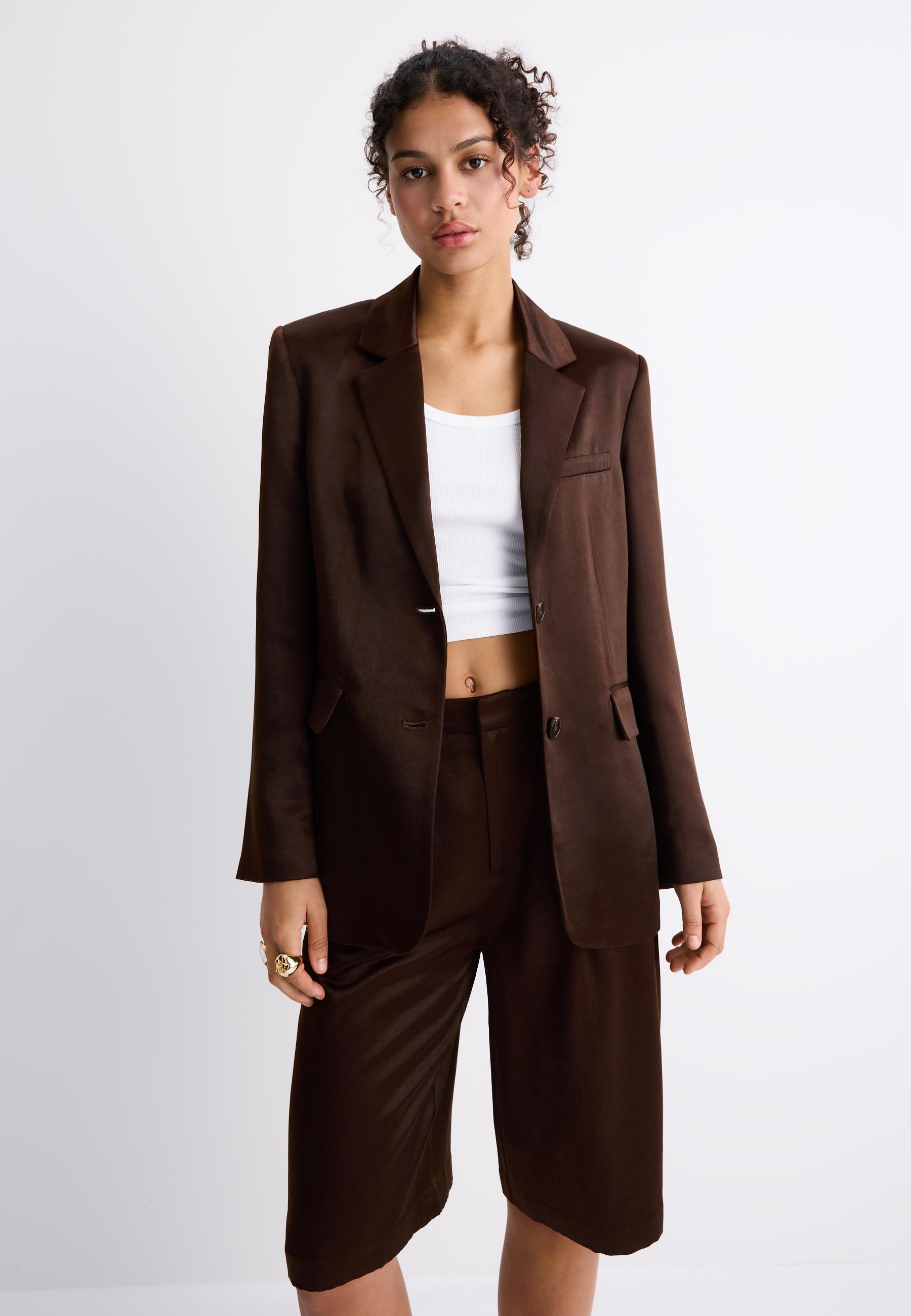 Satin blazer — Brown