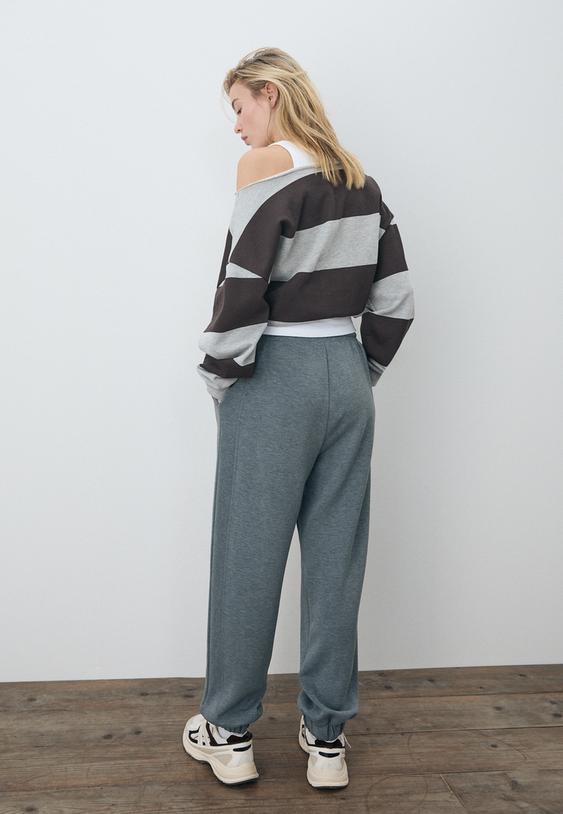 yumusak dokulu baggy jogger pantolon