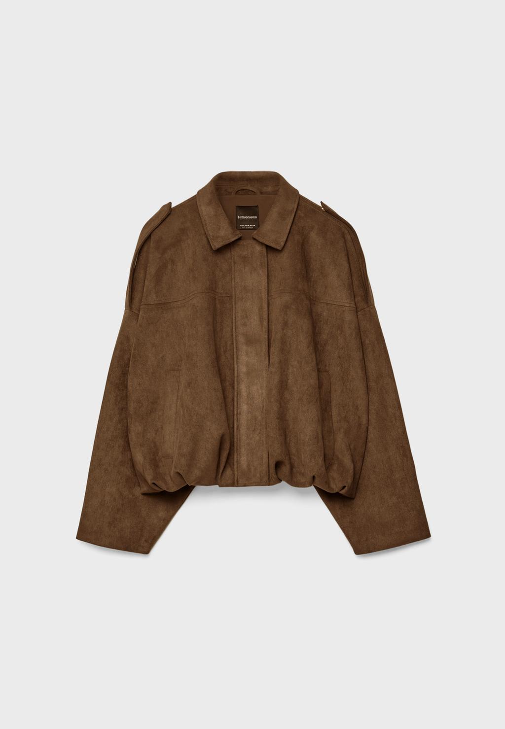 Faux Suede Balloon Jacket