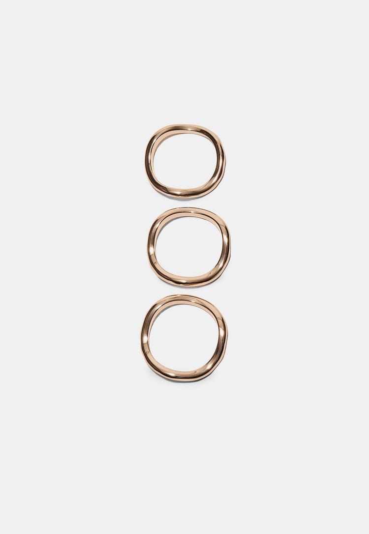 Stradivarius Σετ 3 Άκαμπτα Βραχιόλια Χρυσαφί Os