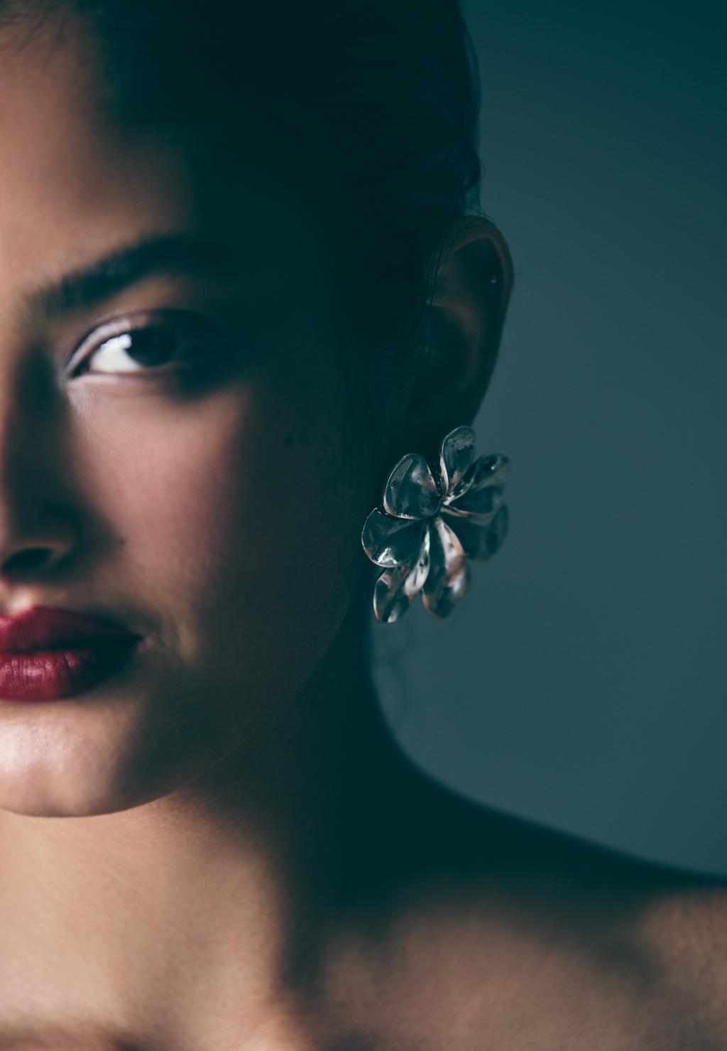 Textured flower earrings