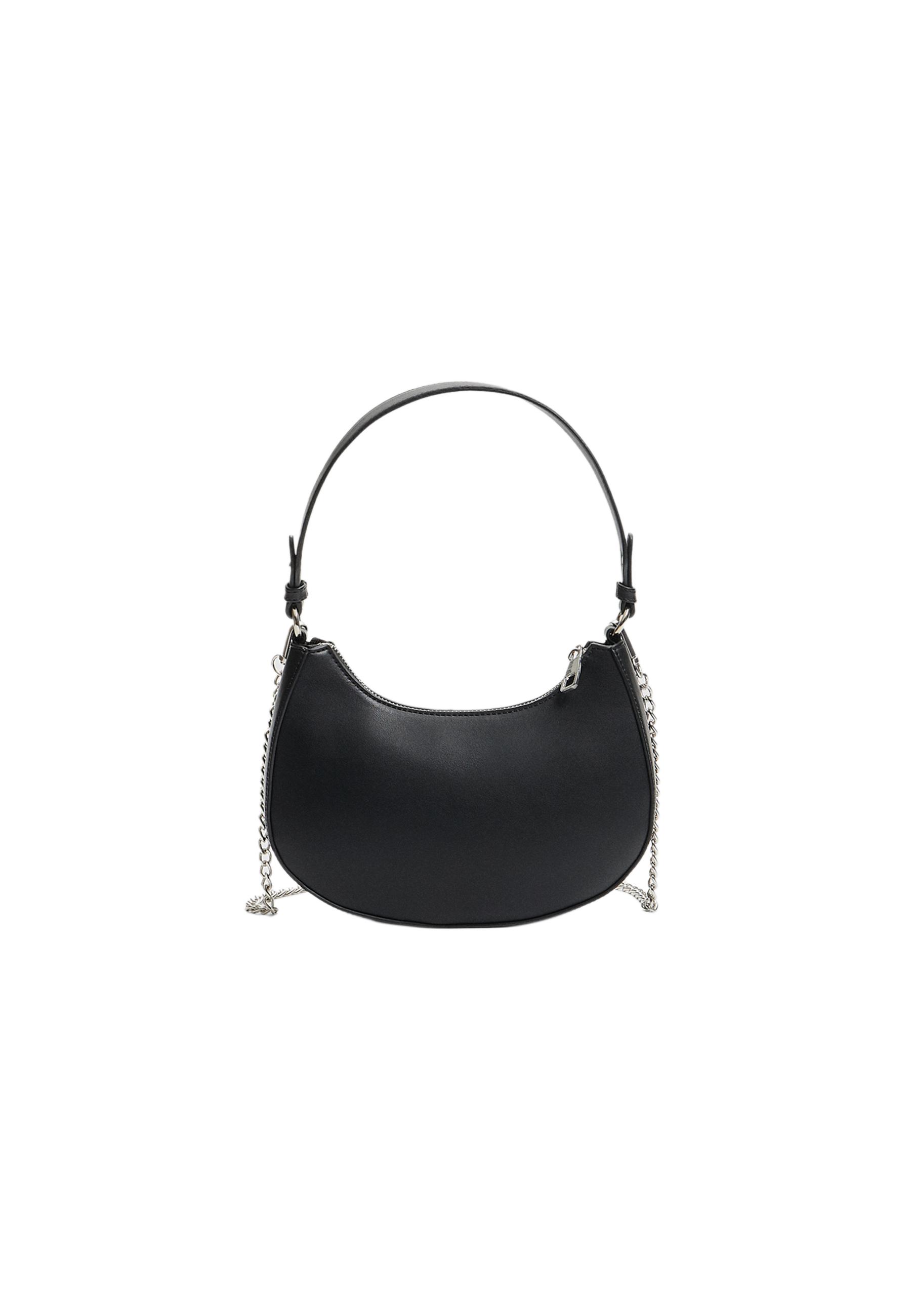 Moon shoulder bag with chain — Black