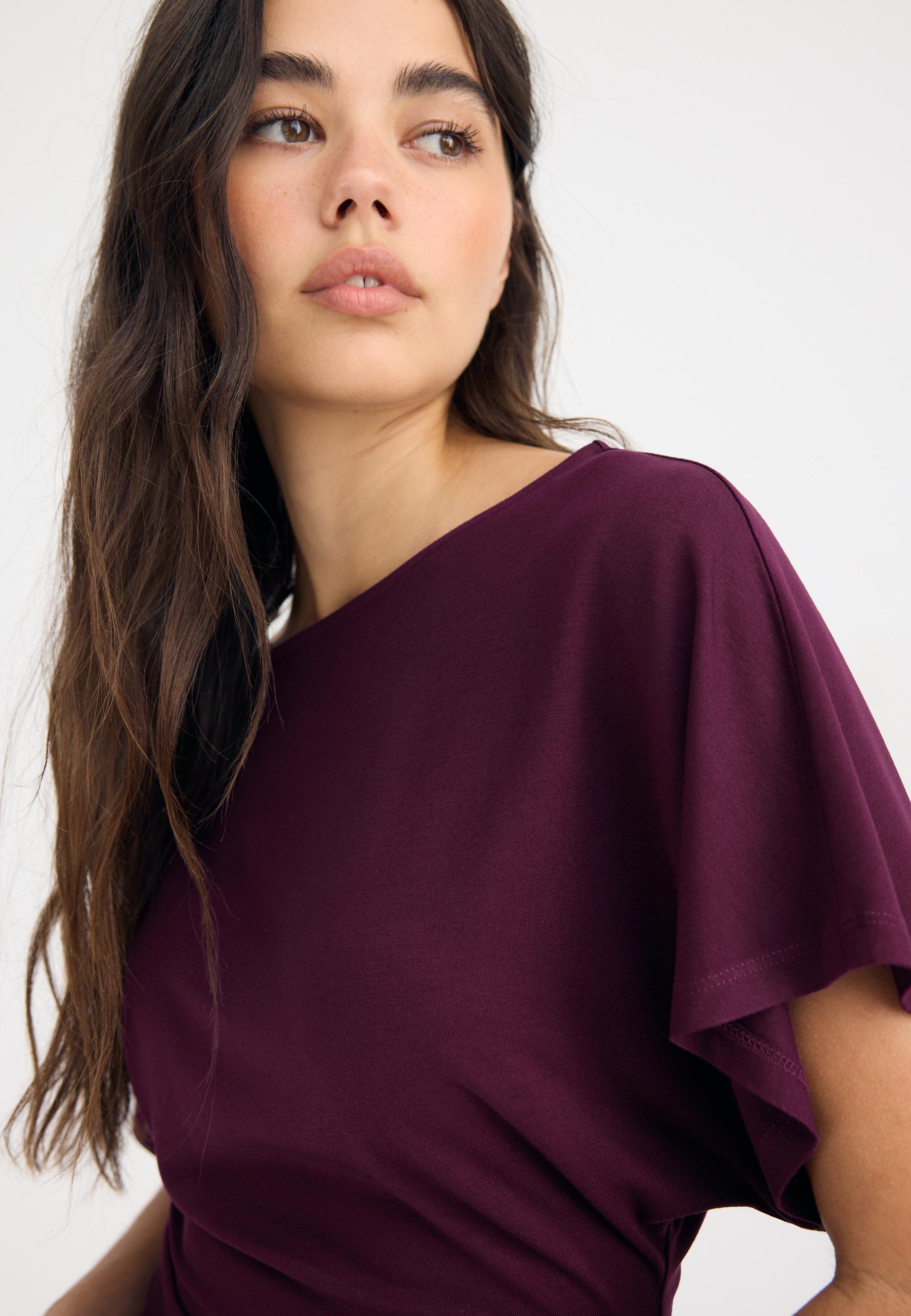 Short sleeve boat neck T-shirt — Purple