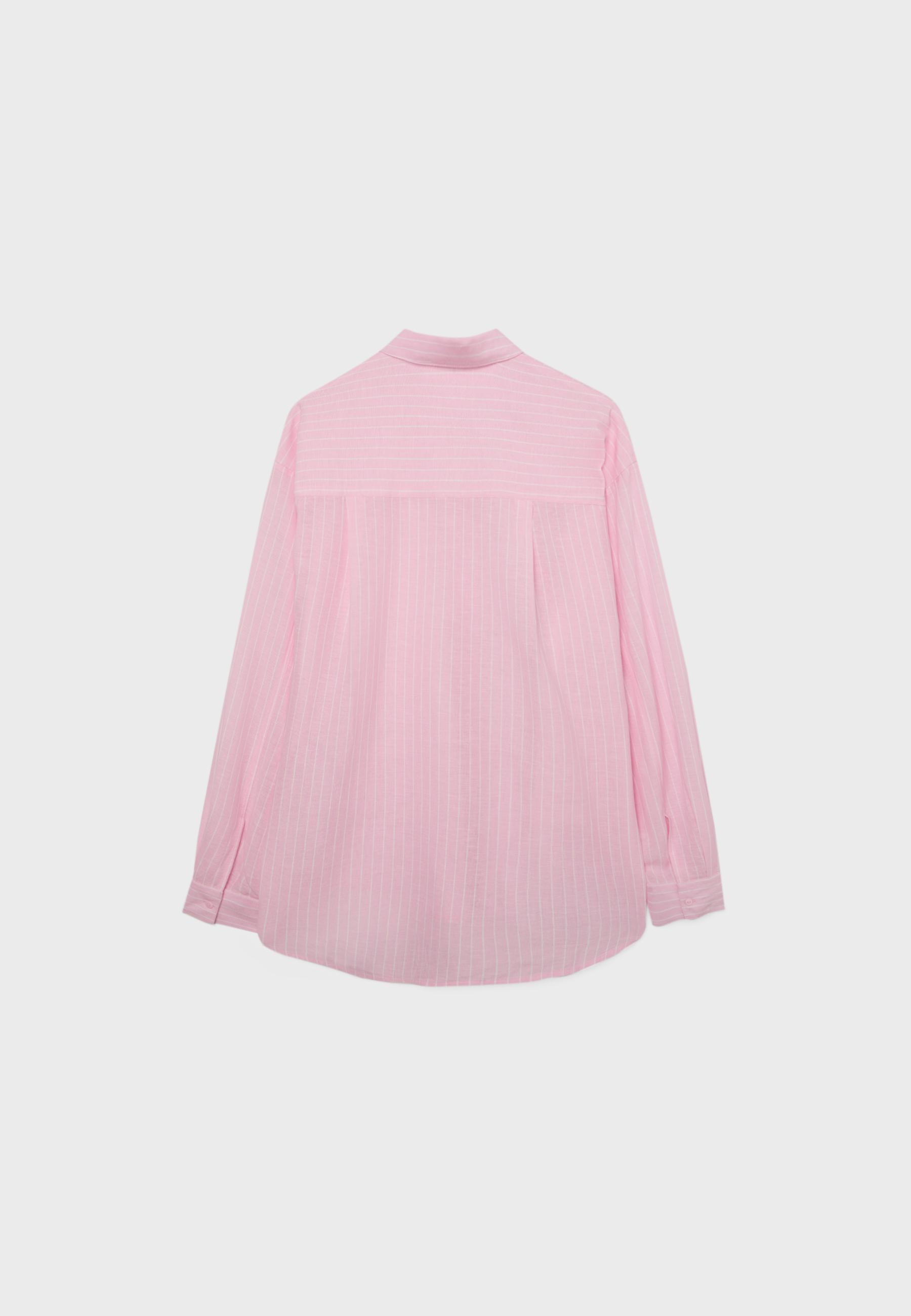 Linen-effect shirt — Dusty rose