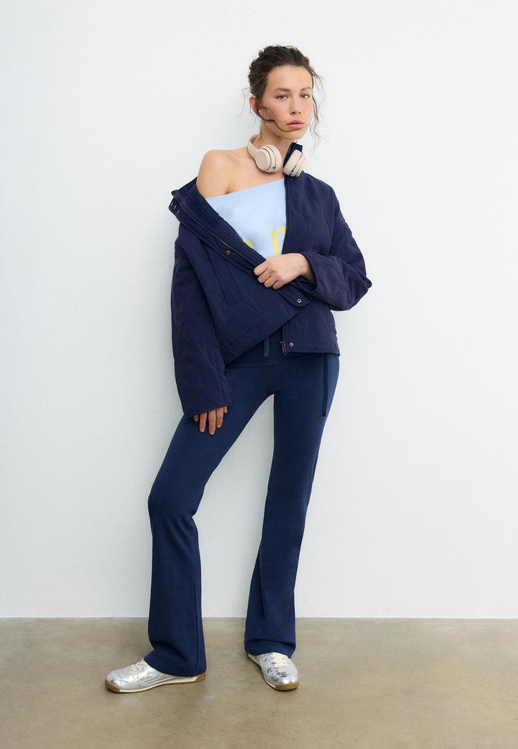 Stradivarius Geacă Matlasată Bleumarin S