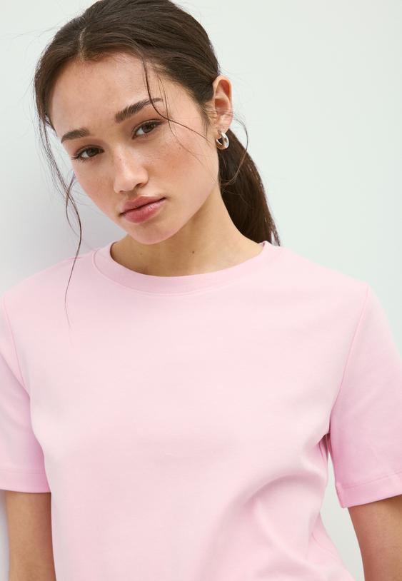 Stradivarius Basic Regular Fit Heavy Weight T-Shirt Salmon Pink Xs