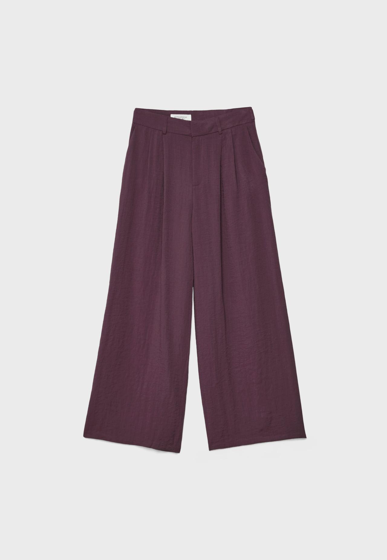Adjustable rustic wide-leg button trousers — Purple