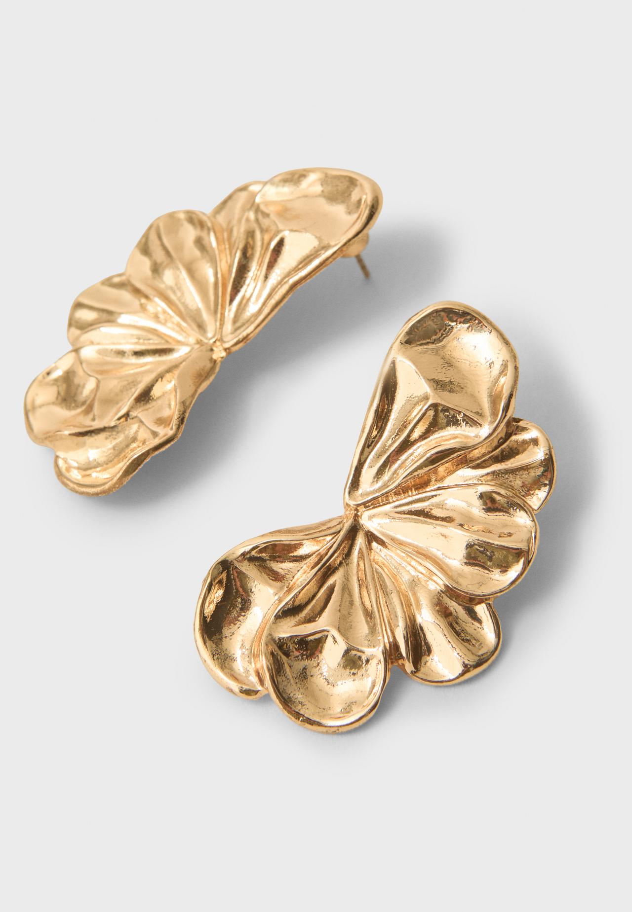 Flower fan earrings — Gold