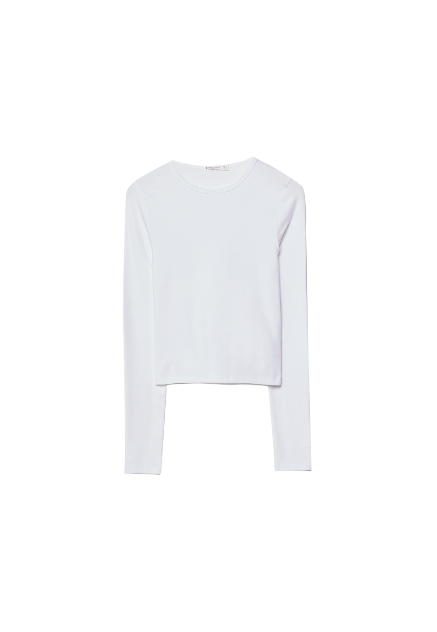 Basic long sleeve cotton T-shirt — White