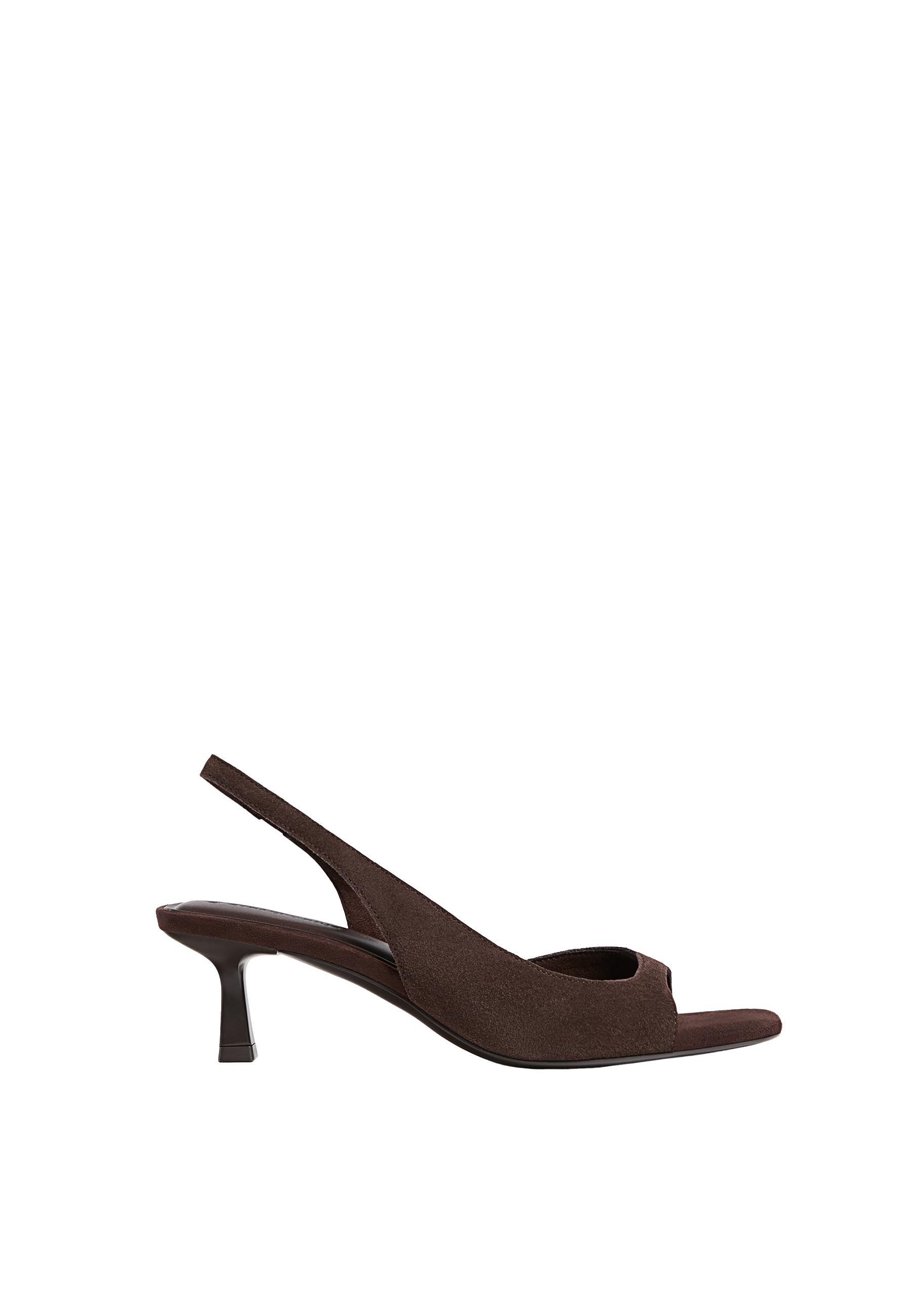 Leather kitten heel sandals — BROWN