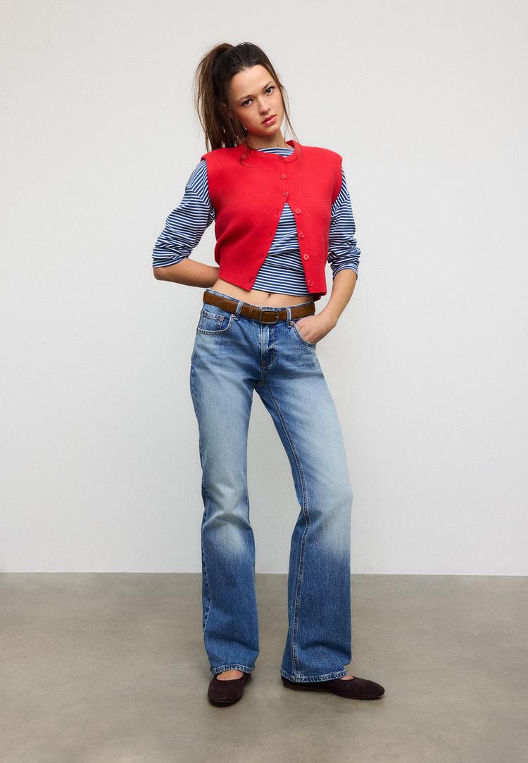 d68 kemerli bootcut jean