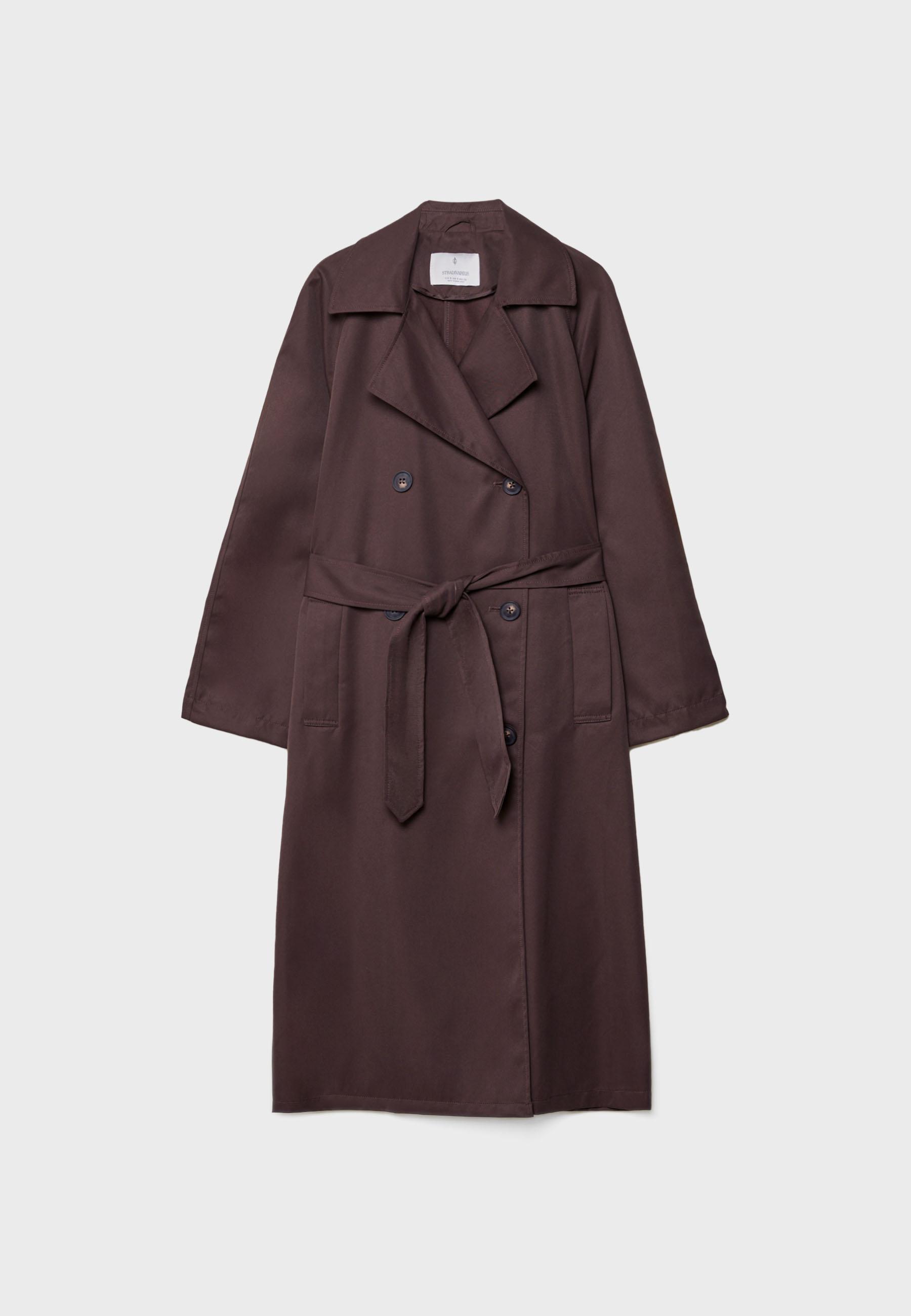Oversized long flowing trench coat — Brown