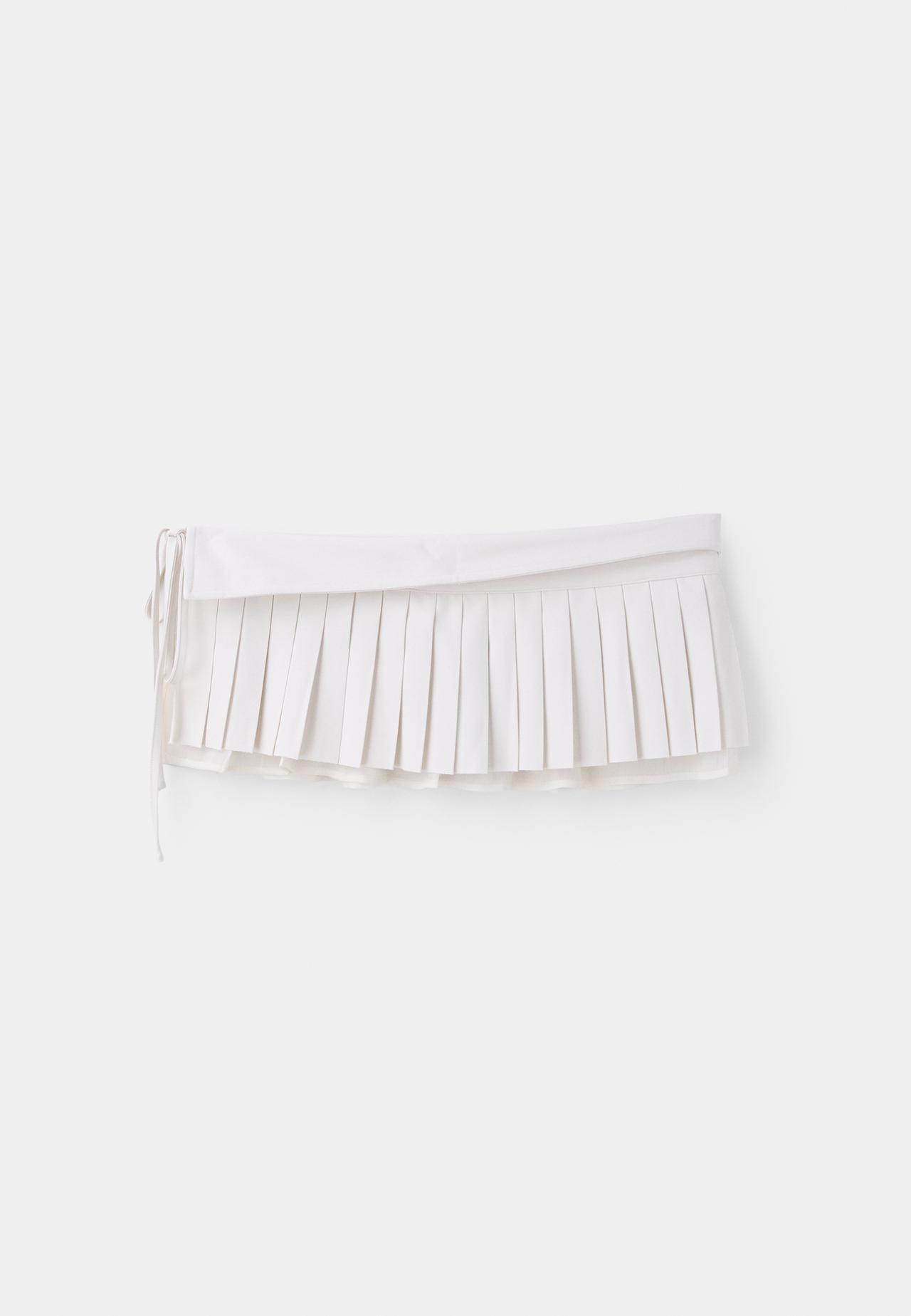 Pleated skirt belt — Ecru