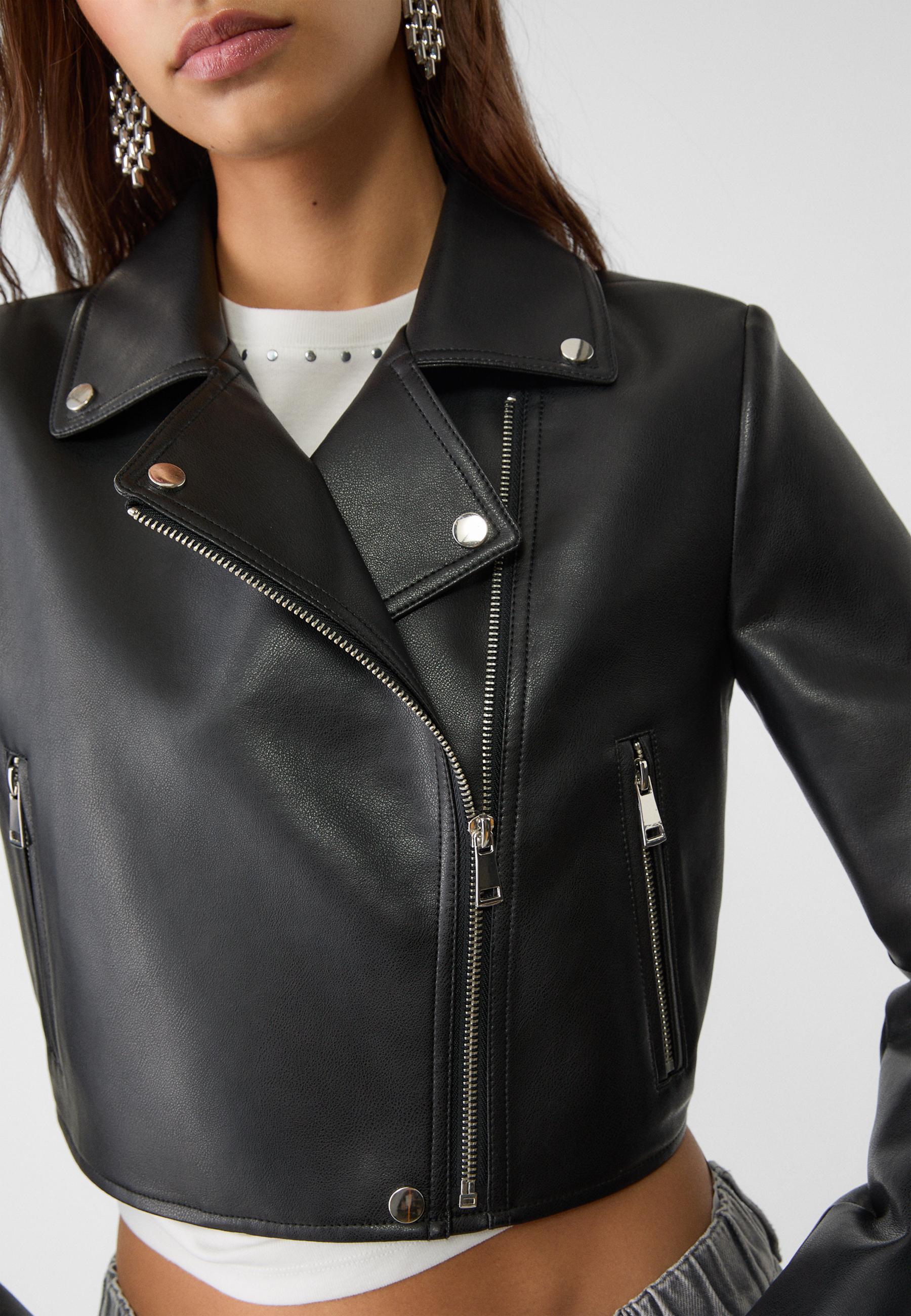 Veste en cuir femme stradivarius sale