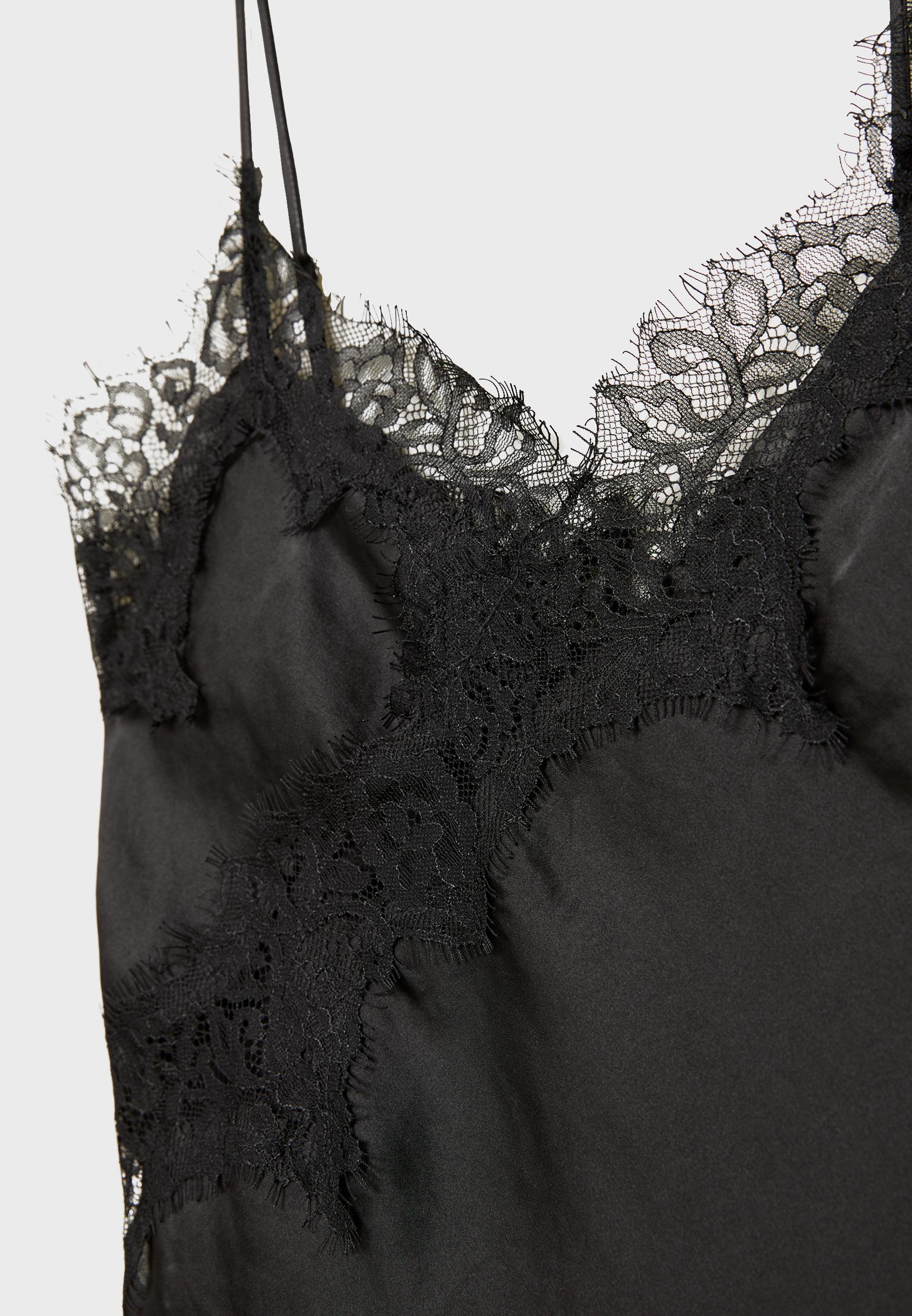 Asymmetric lace camisole top — Black