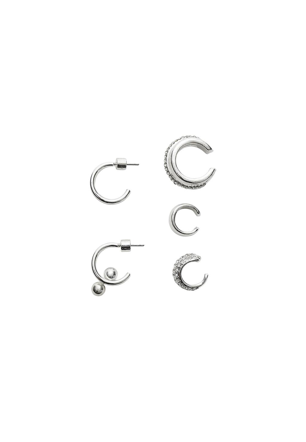 Set pendientes aros y ear cuff brillos