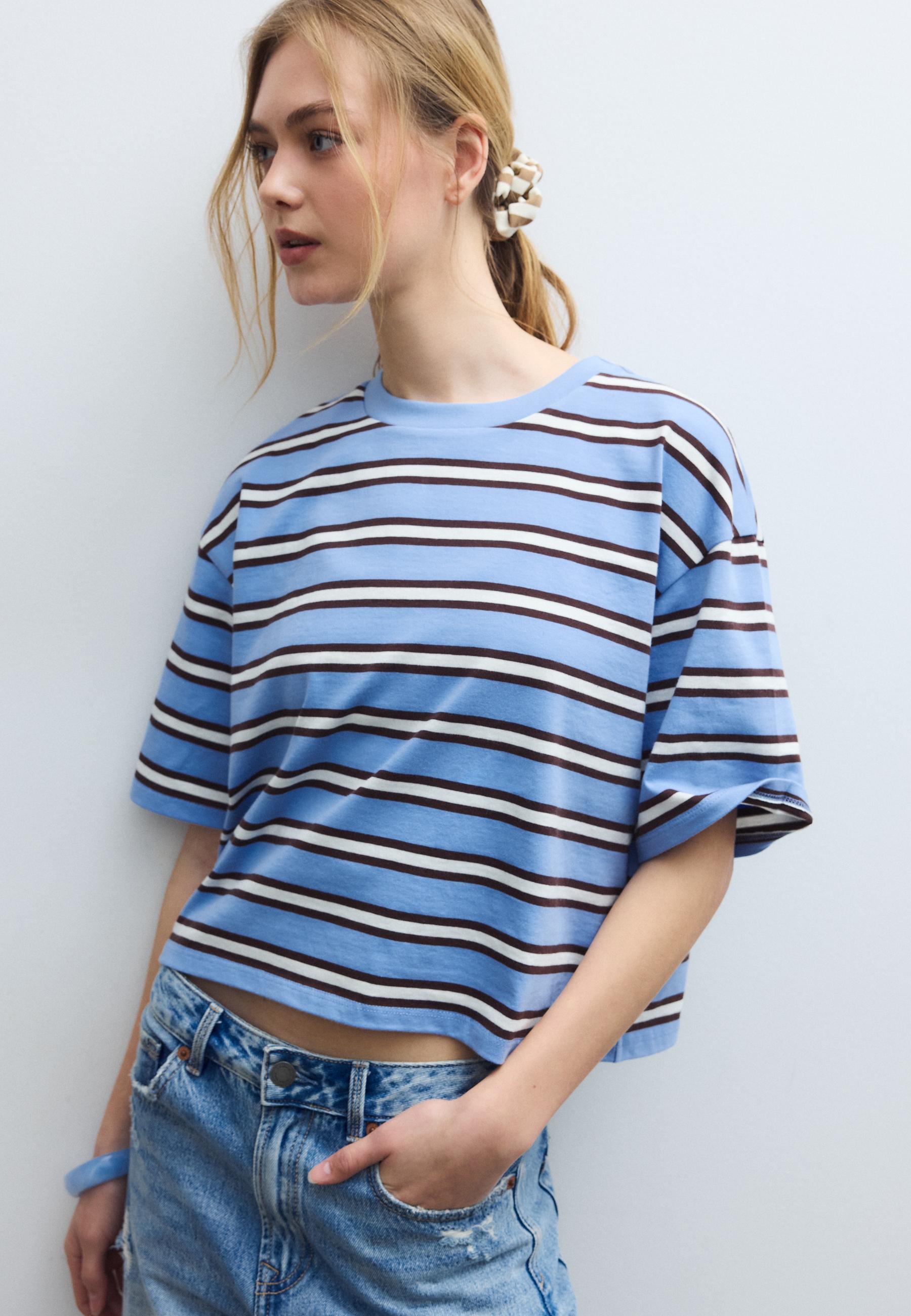 Striped short sleeve T-shirt — Royal blue