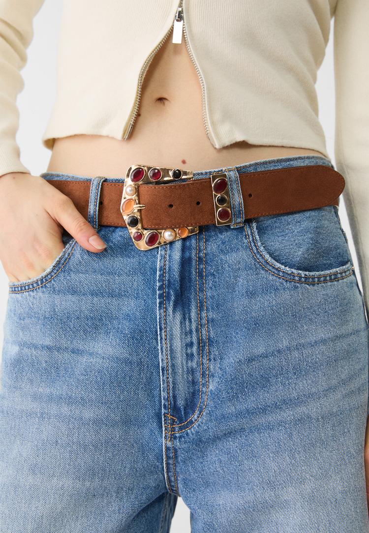 cinturon hebilla piedras