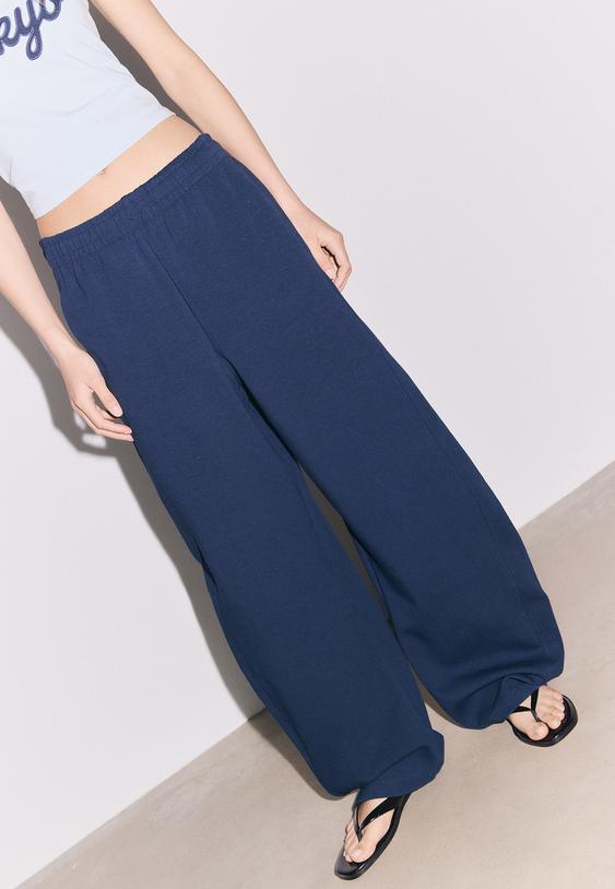 Stradivarius Barrel Jogger Trousers Navy Blue M