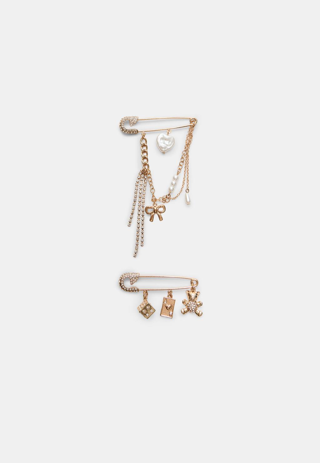 Set 2 pins alfileres y charms