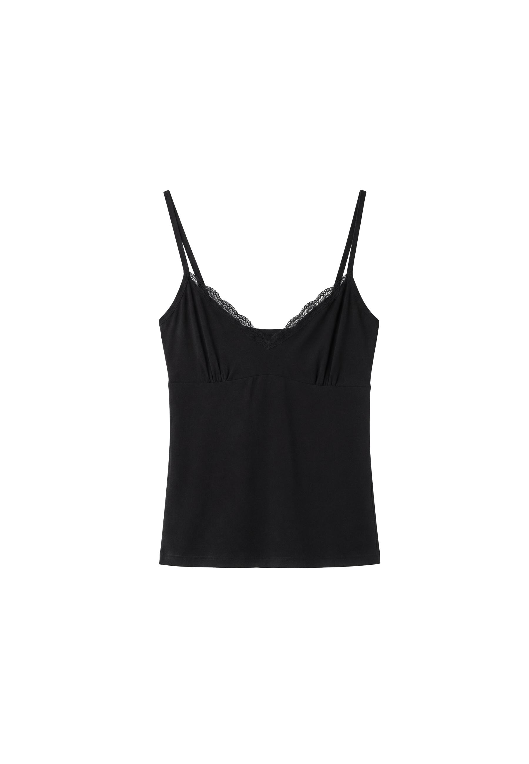 Strappy lace top — Black