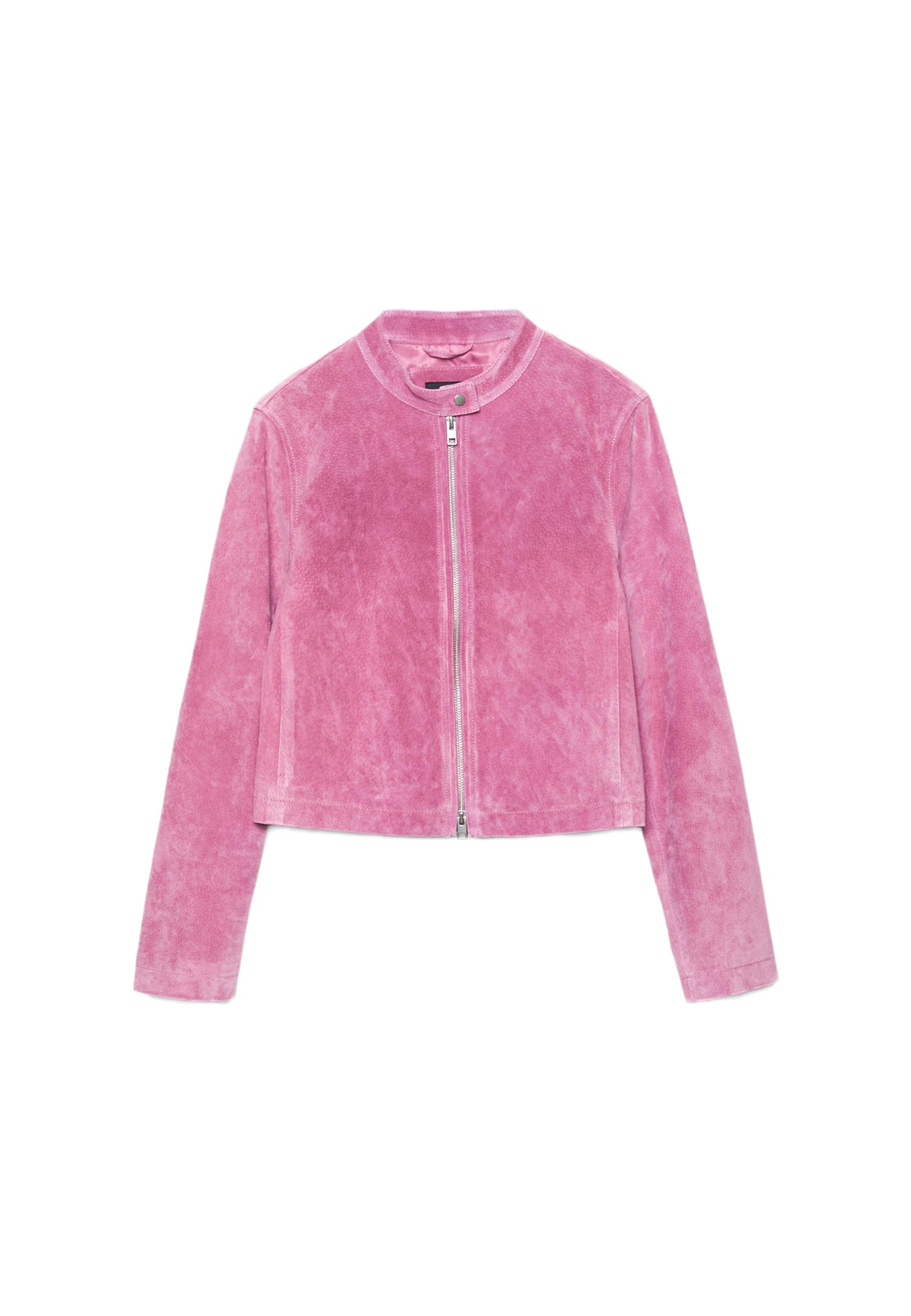 100% leather biker jacket — Bubblegum pink