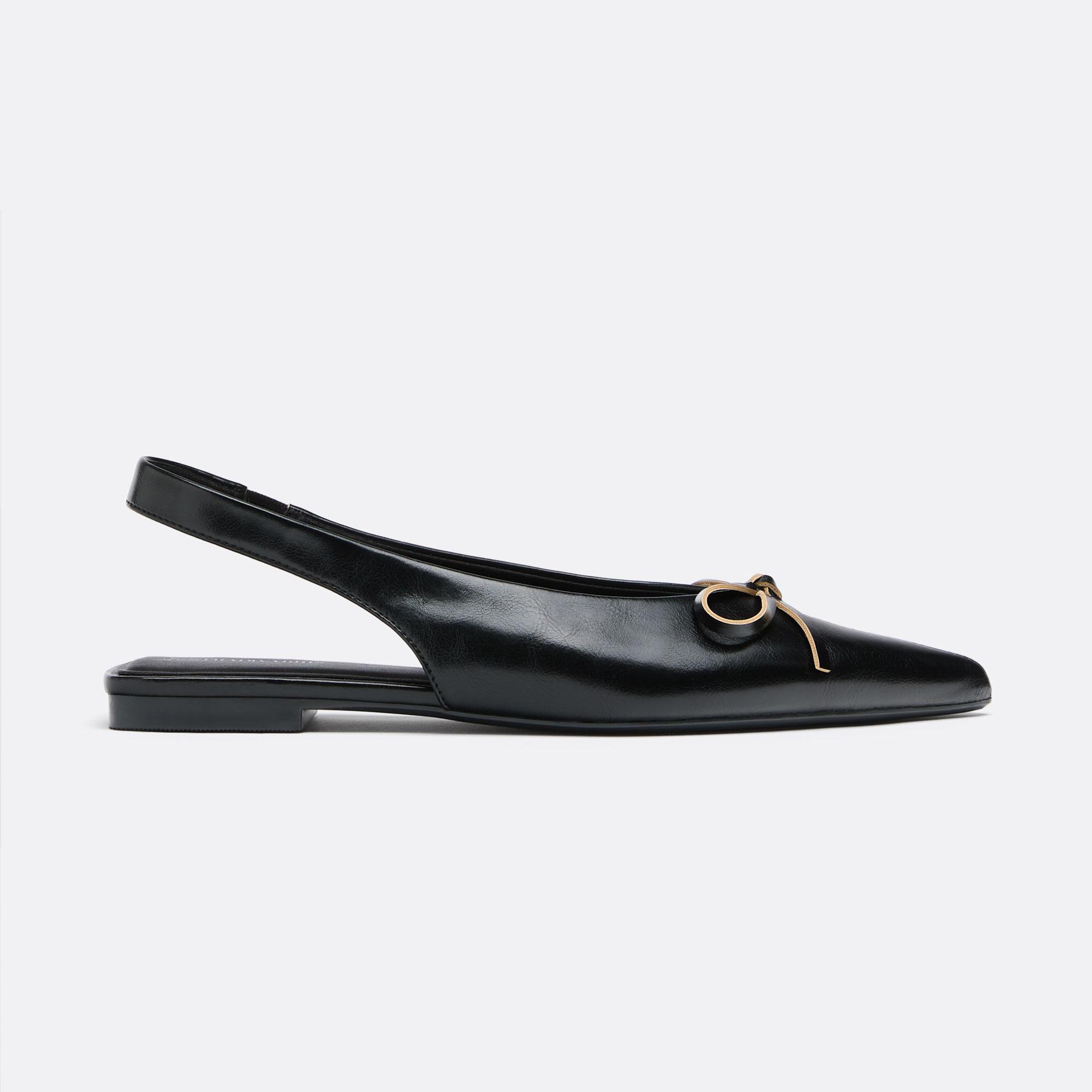 Pointed slingback ballet flats — BLACK